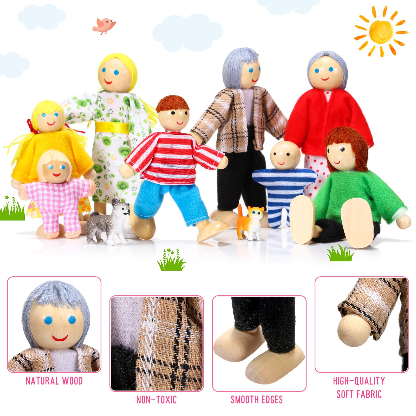 Foto 4 pulgar | Juego De Minifiguras Skylety De Madera Para Casas De Muñecas, 10 Unidades - Venta Internacional.