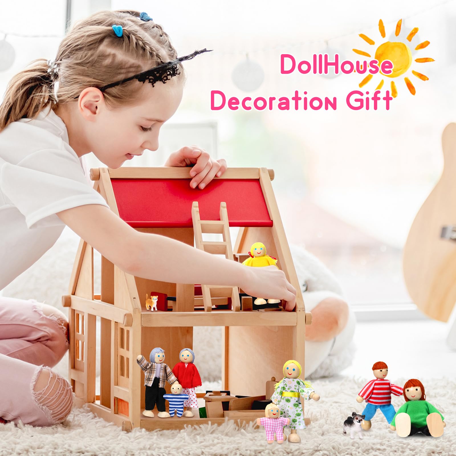 Foto 5 | Juego De Minifiguras Skylety De Madera Para Casas De Muñecas, 10 Unidades - Venta Internacional.