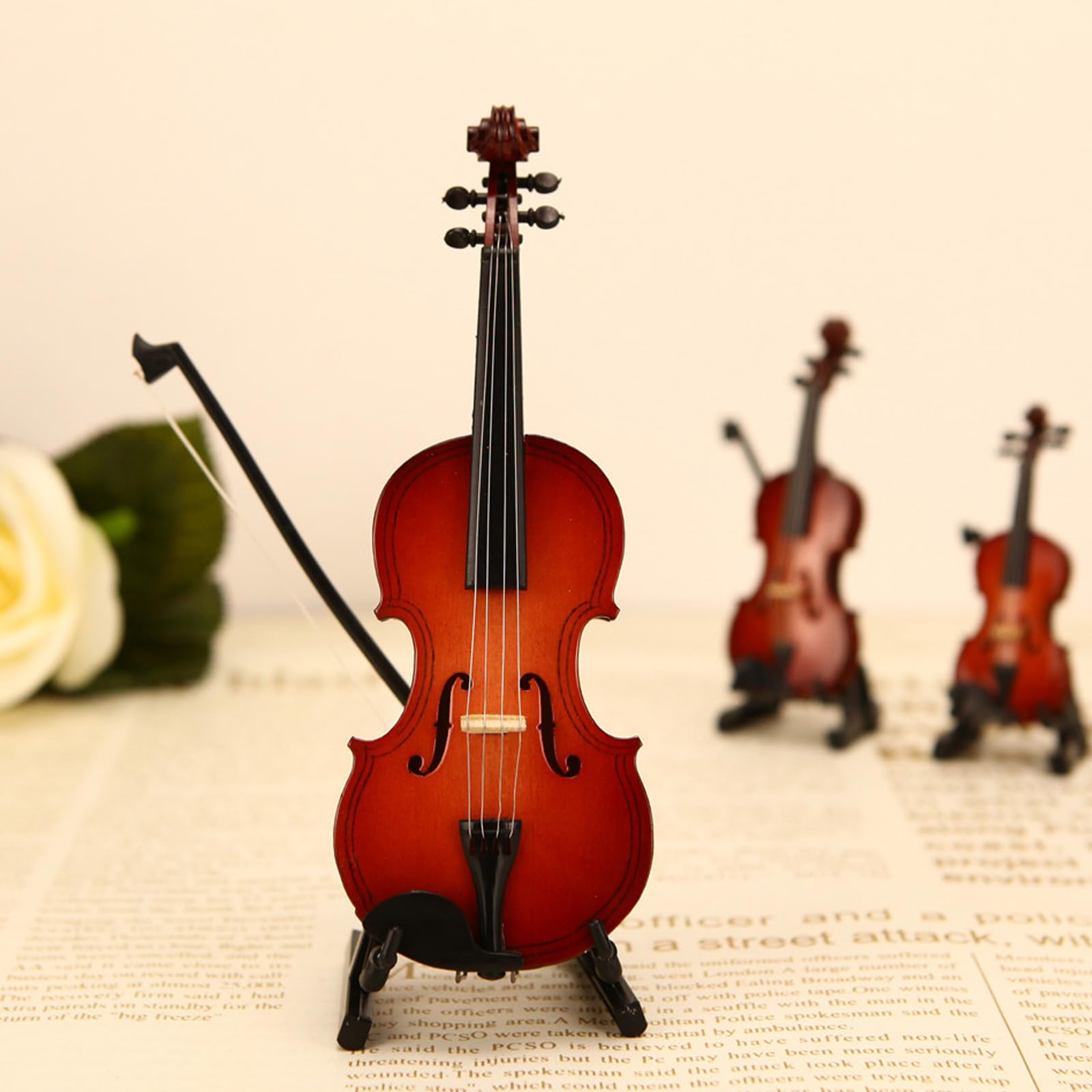 Foto 5 pulgar | Violonchelo De Juguete En Miniatura De Madera Con Soporte, Lazo Y Funda Para Decoración Del Hogar - Venta Internacional