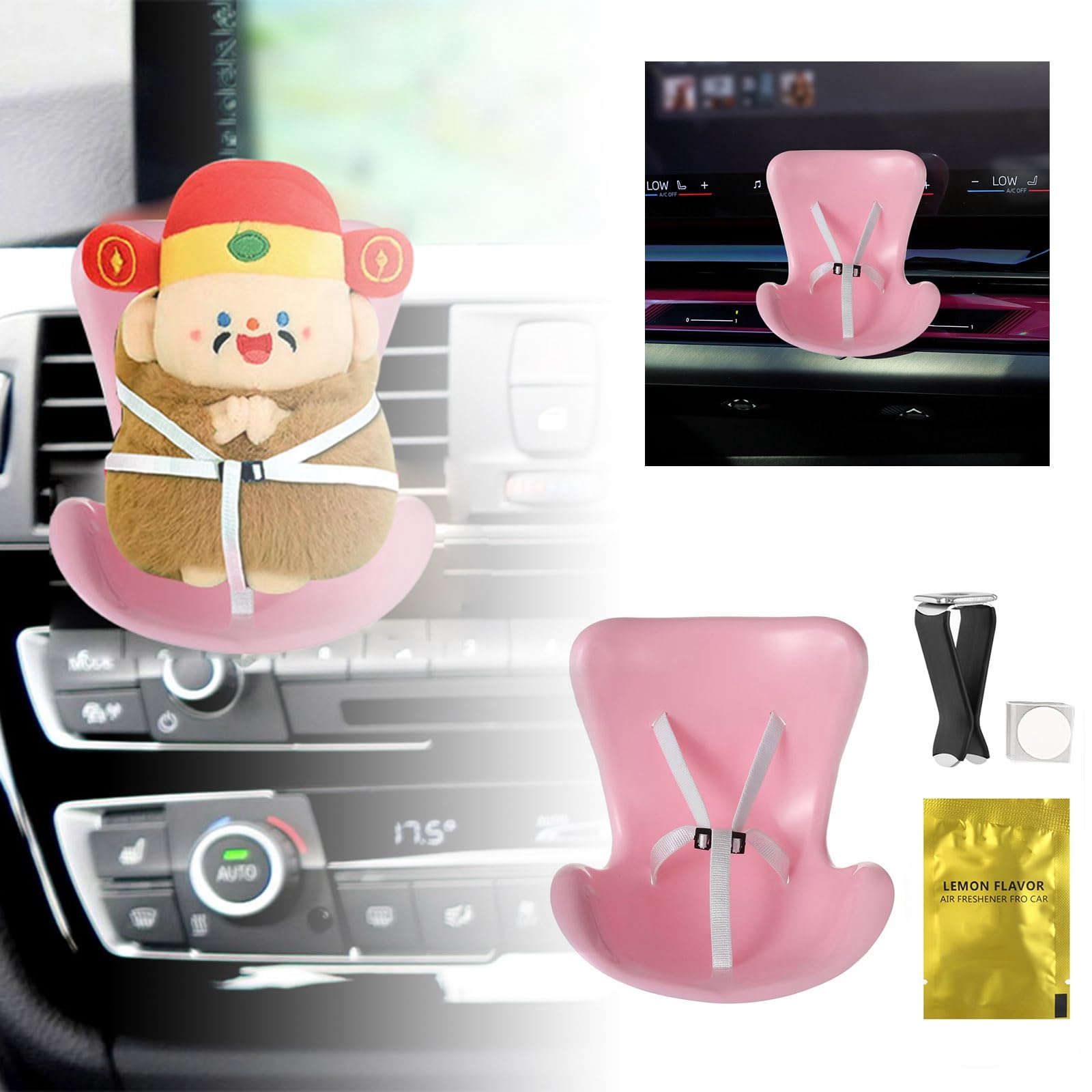Foto 5 pulgar | Asiento De Coche Labubu, Accesorio Decorativo Para Coche, Plástico Rosa - Venta Internacional.