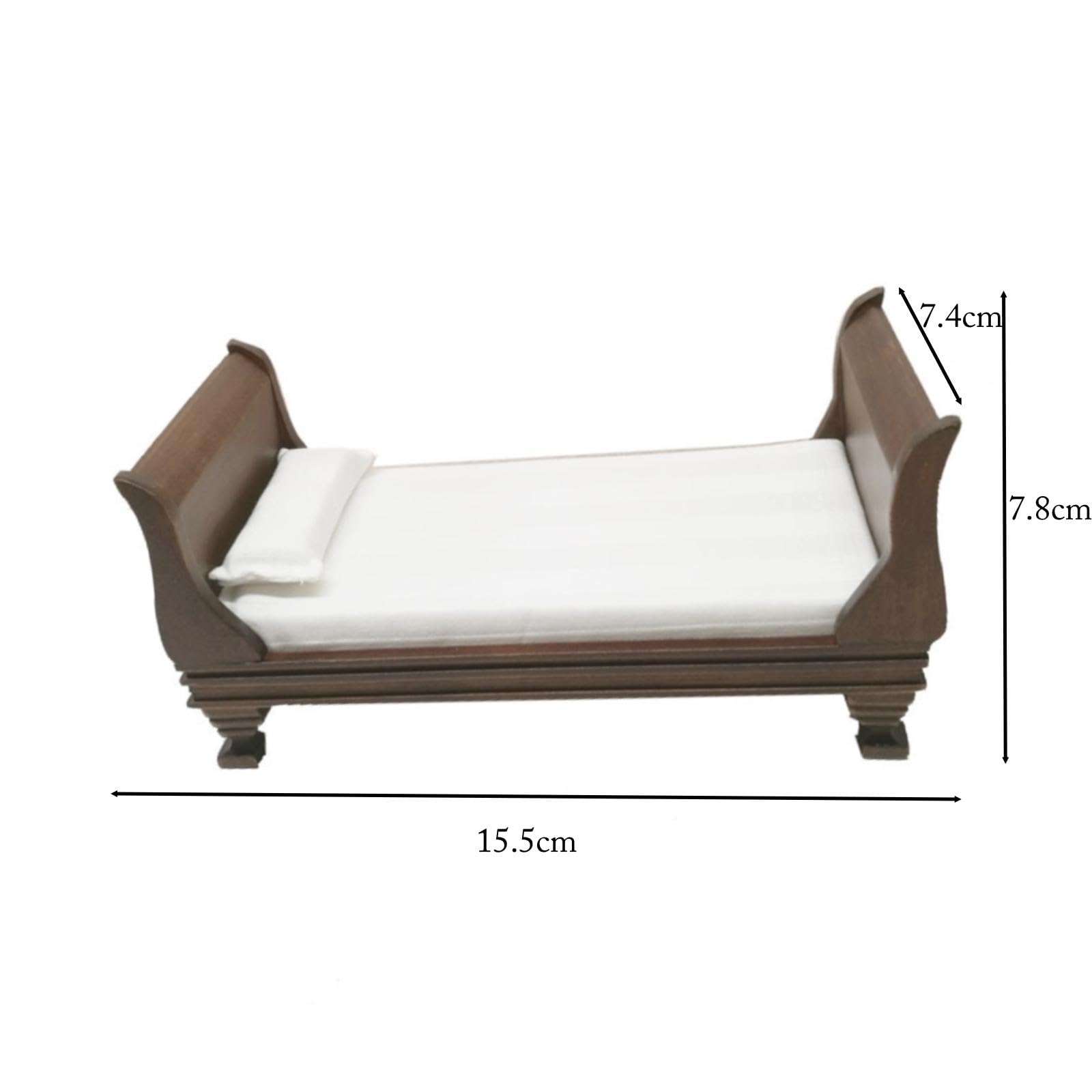 Foto 4 pulgar | Cama De Madera Dollhouse Furniture, Cama Individual En Miniatura 1/12 - Venta Internacional.