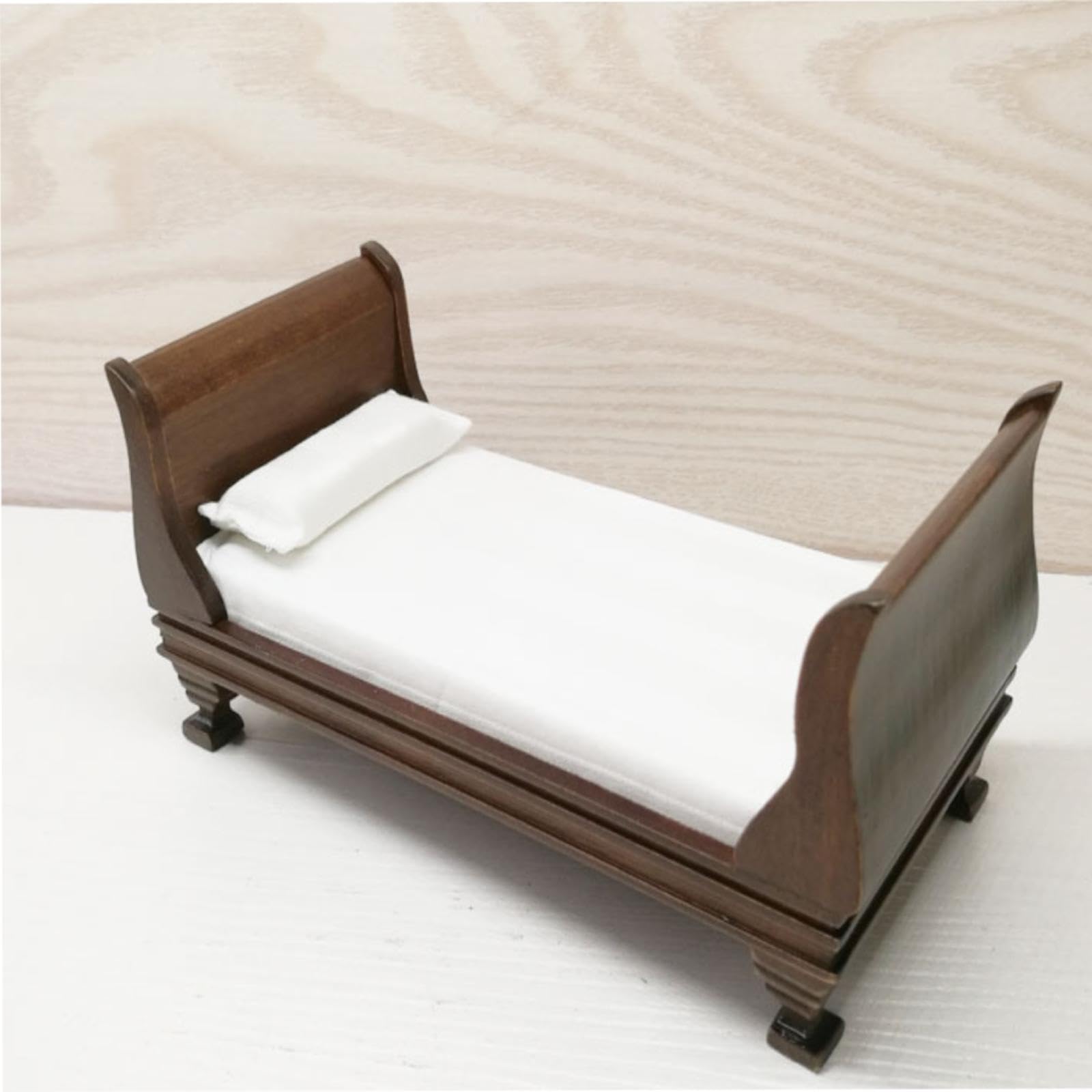 Foto 5 pulgar | Cama De Madera Dollhouse Furniture, Cama Individual En Miniatura 1/12 - Venta Internacional.