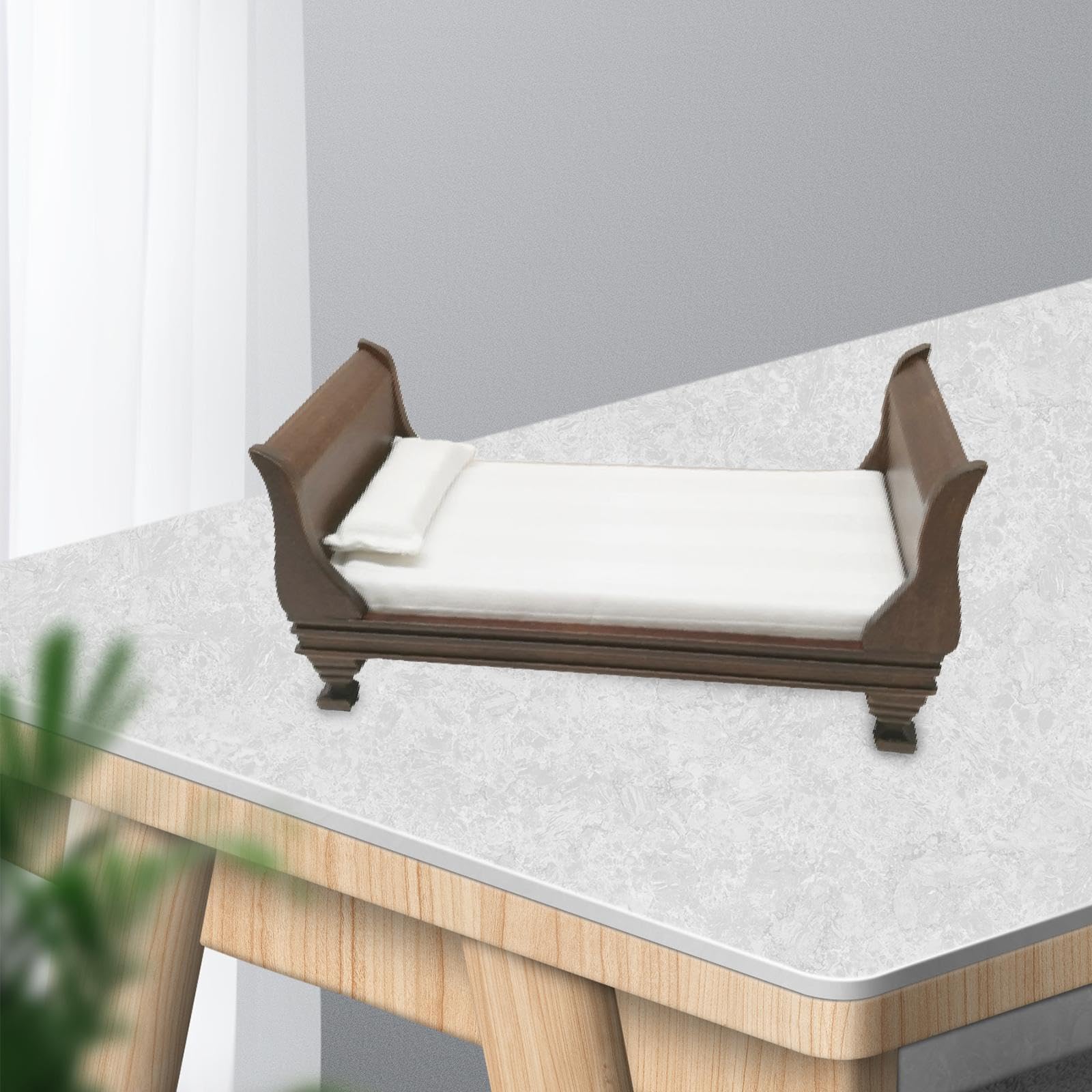 Foto 7 pulgar | Cama De Madera Dollhouse Furniture, Cama Individual En Miniatura 1/12 - Venta Internacional.