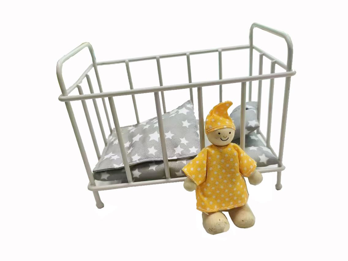 Mueble De Dormitorio Dollhouse, Cama De Metal Con Colchón Y Almohada - Venta Internacional.