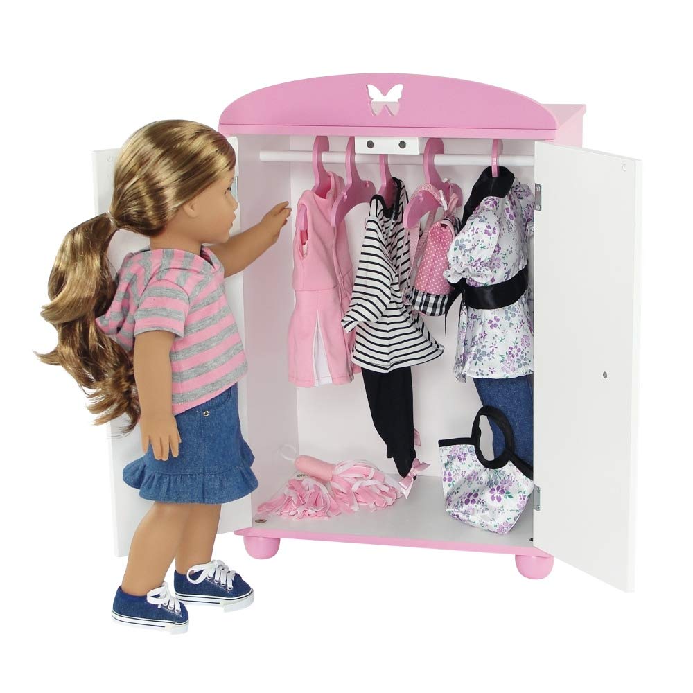 Foto 4 pulgar | Armario De Madera Emily Rose Doll De 18 Pulgadas Con Perchas De Furniture - Venta Internacional.