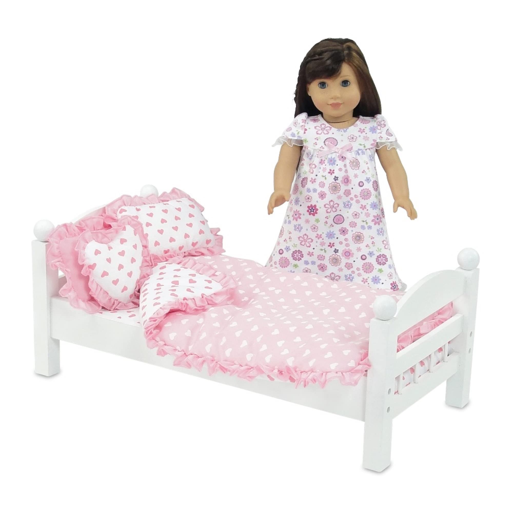 Foto 6 pulgar | Juego De Ropa De Cama Emily Rose Pink Heart Para Muñecas De 18 Pulgadas - Venta Internacional.