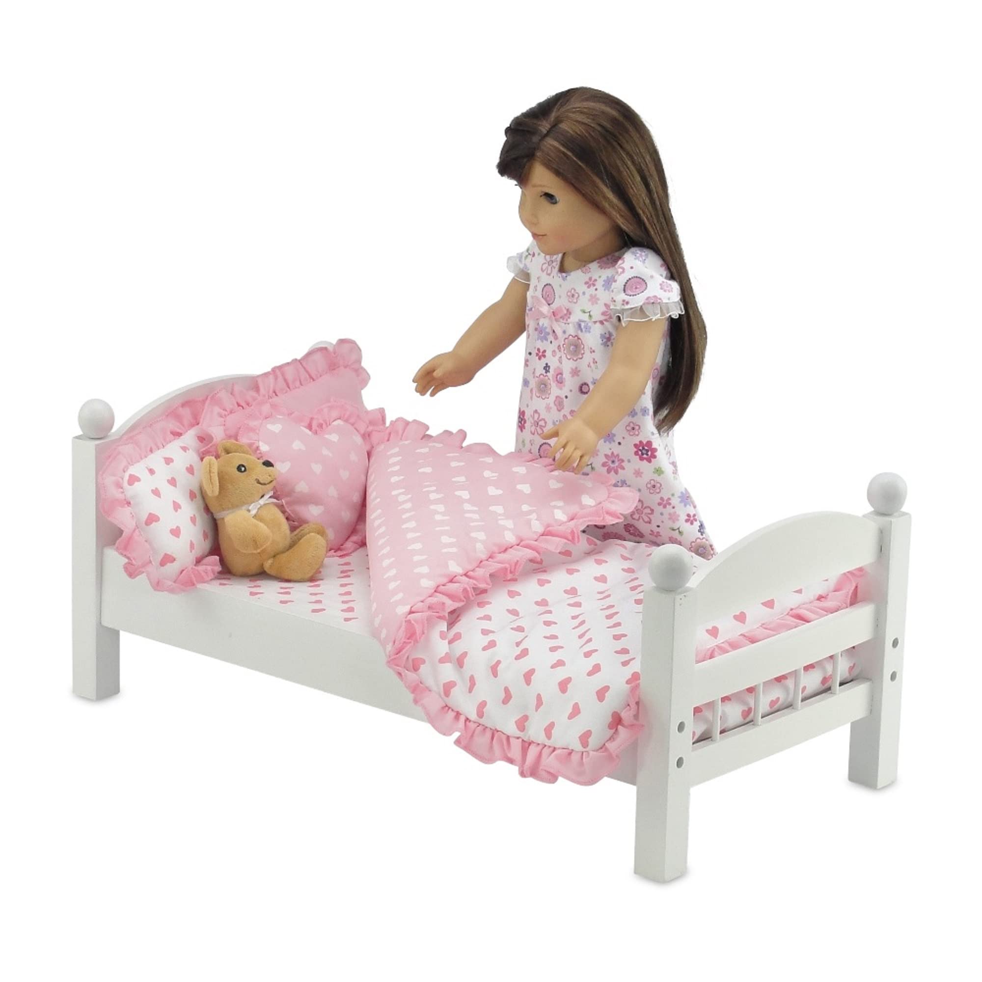 Foto 6 | Juego De Ropa De Cama Emily Rose Pink Heart Para Muñecas De 18 Pulgadas - Venta Internacional.