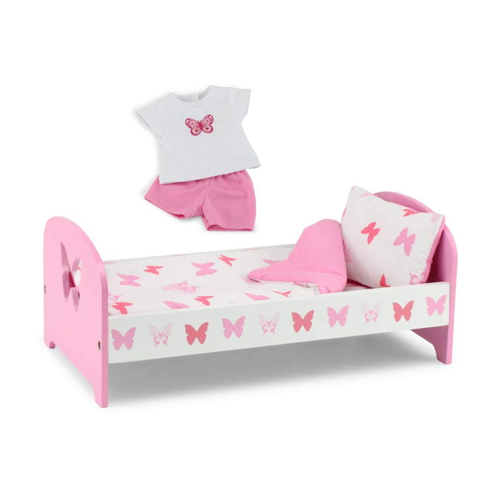 Furniture Emily Rose Doll Clothes - Cama De 18 Pulgadas, Color Rosa, Con Ropa De Cama - Venta Internacional.