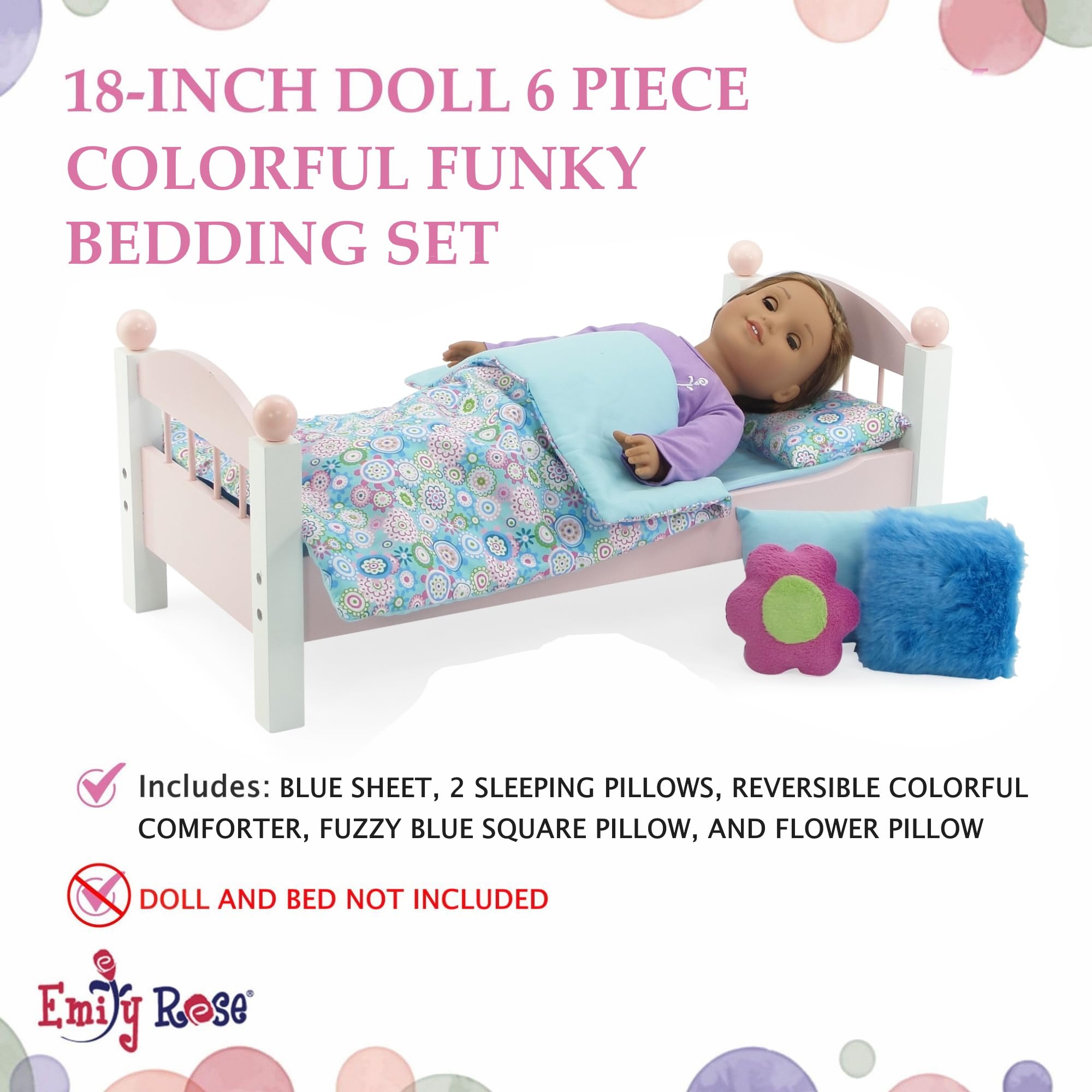 Foto 3 | Juego De Ropa De Cama Emily Rose Para Muñecas De 18 Pulgadas Con Mantas Y Acceso. - Venta Internacional.