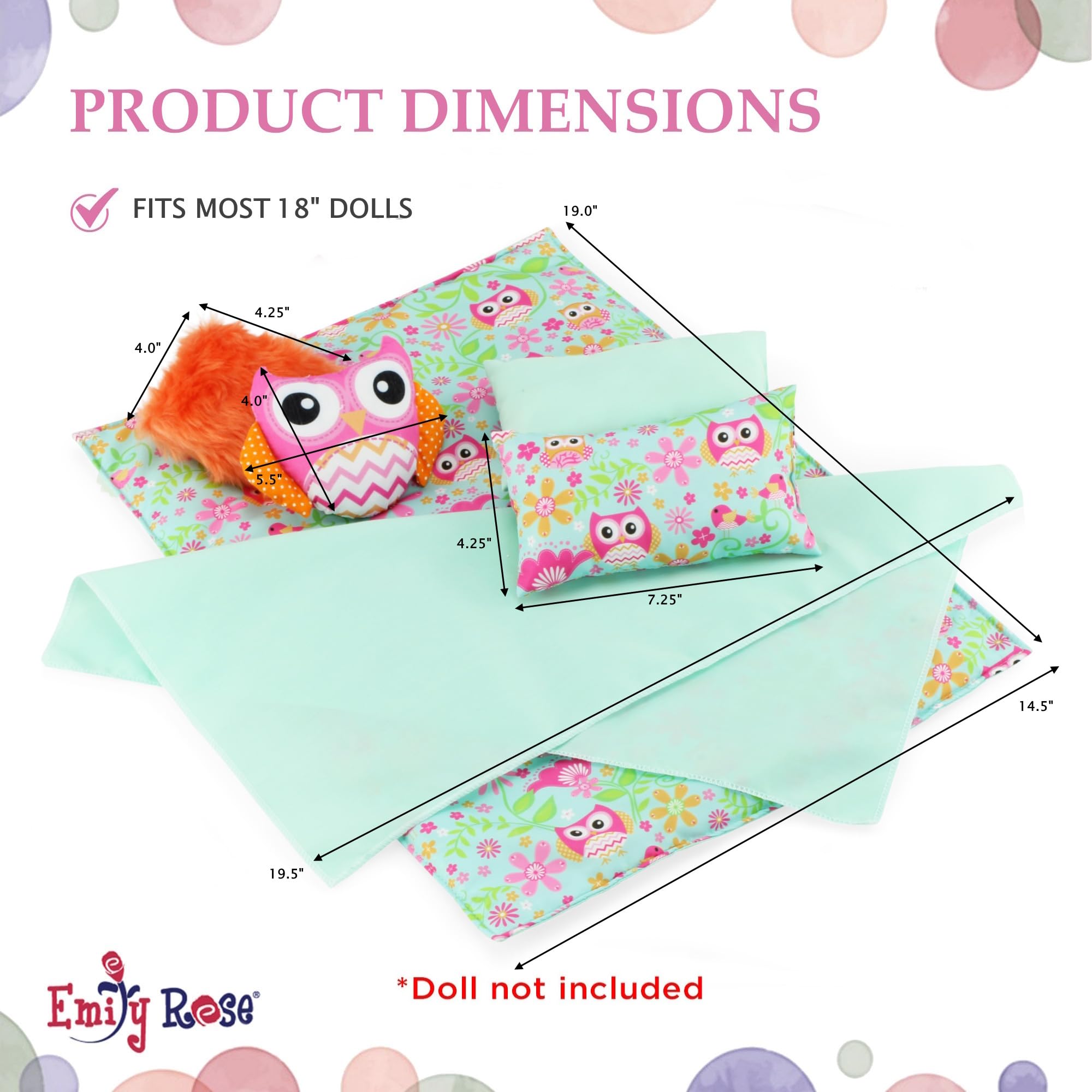 Foto 7 pulgar | Juego de Ropa para Cama Emily Rose Muñeca Búho 6 Unidades - Venta Internacional