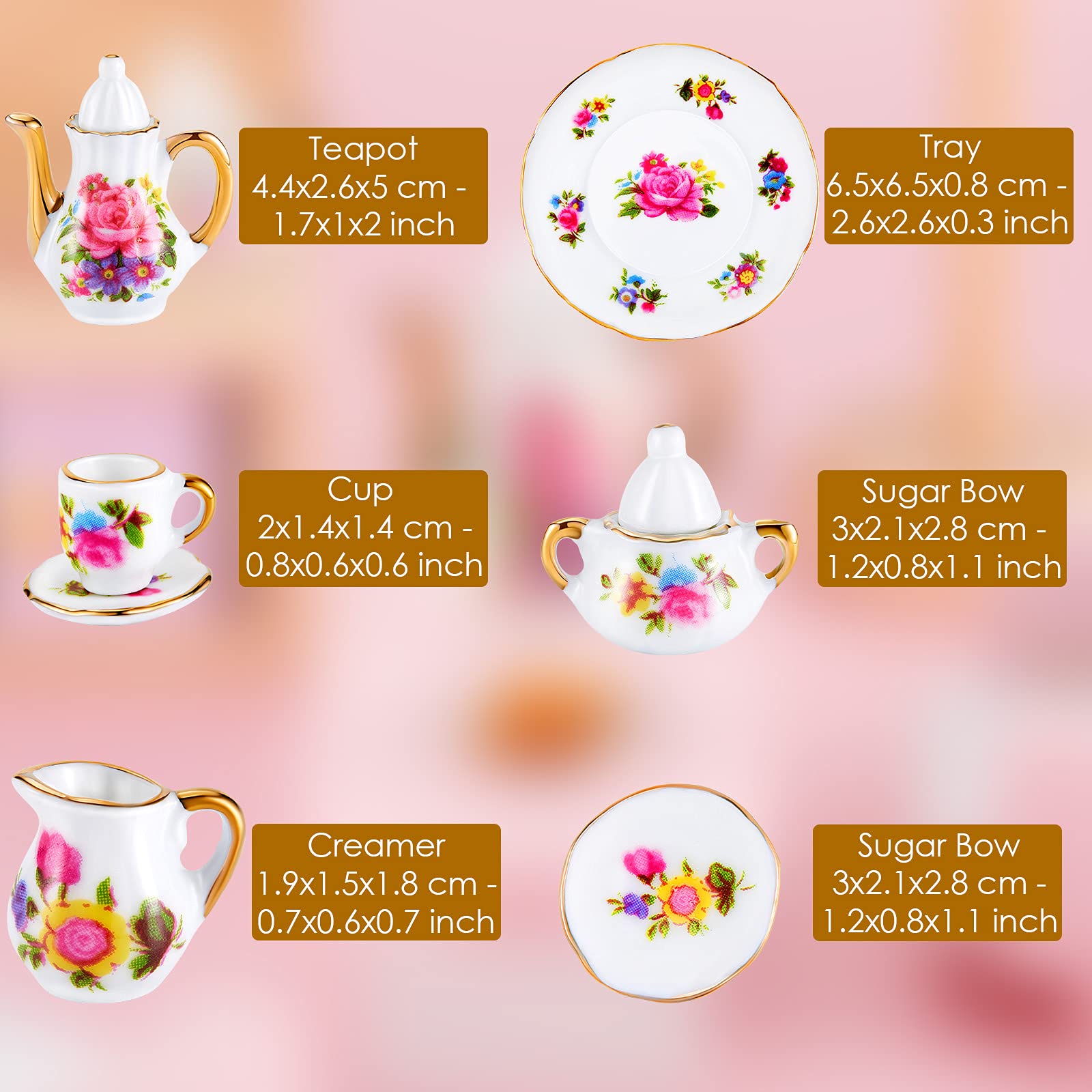 Foto 8 pulgar | Juego De Tazas De Té Dollhouse Skylety De Porcelana En Miniatura A Escala 1:12 - Venta Internacional.