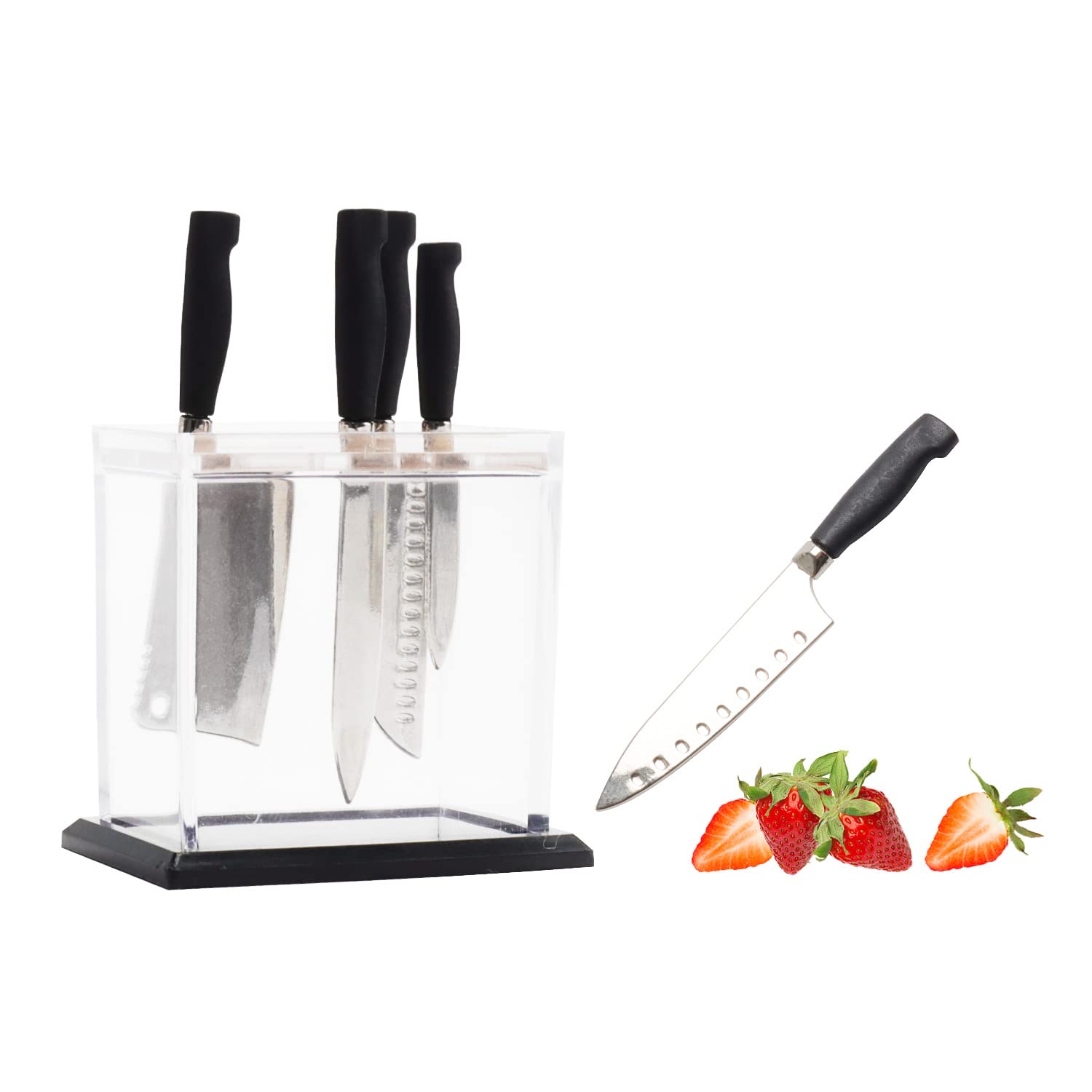 Foto 2 pulgar | Juego De Cuchillos De Cocina En Miniatura Hiawbon A Escala 1:6 De 5 Piezas Con Estante - Venta Internacional.