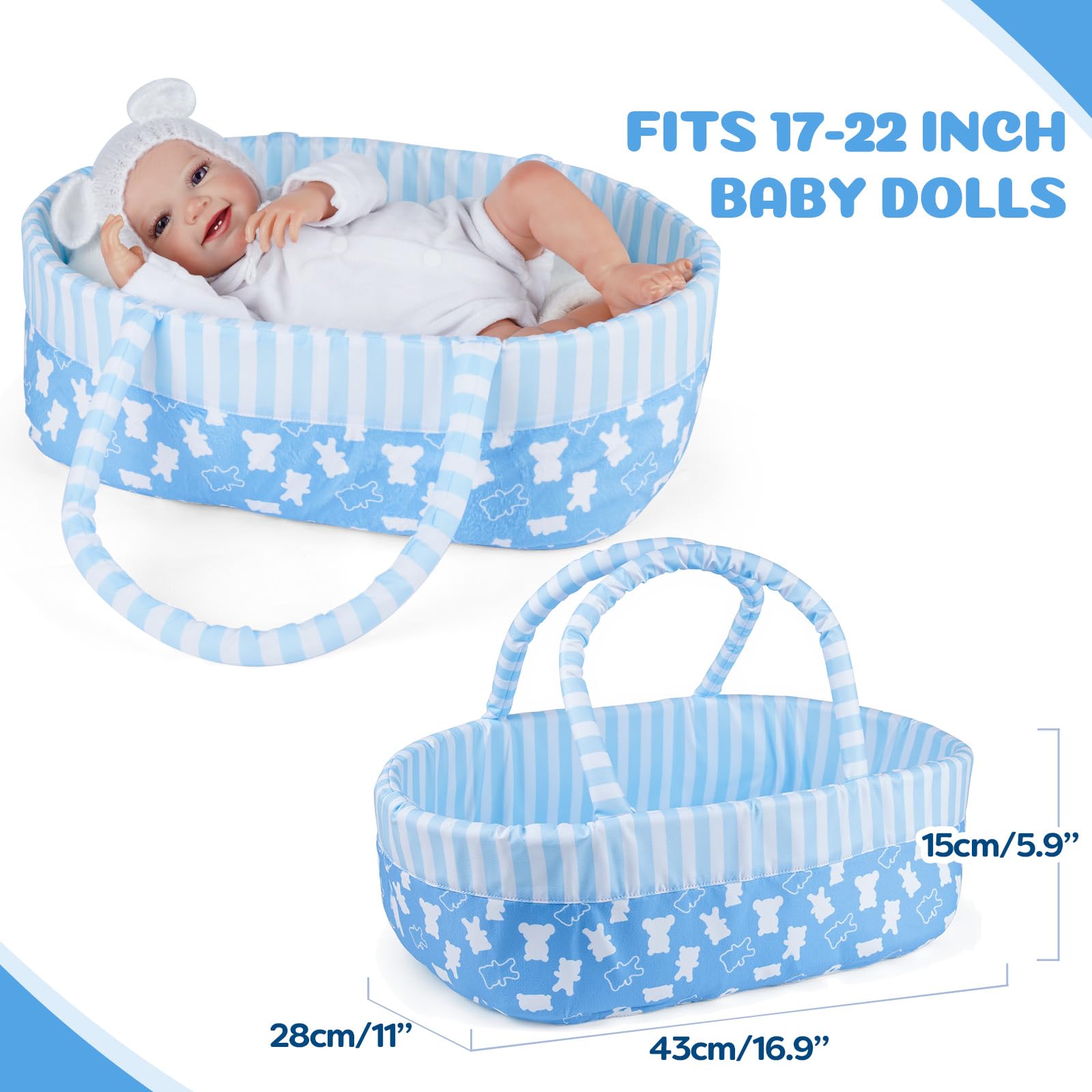 Foto 5 pulgar | Muñeca Bassinet Babeside Reborn Para 43 A 56 Cm Con Bonito Oso - Venta Internacional.