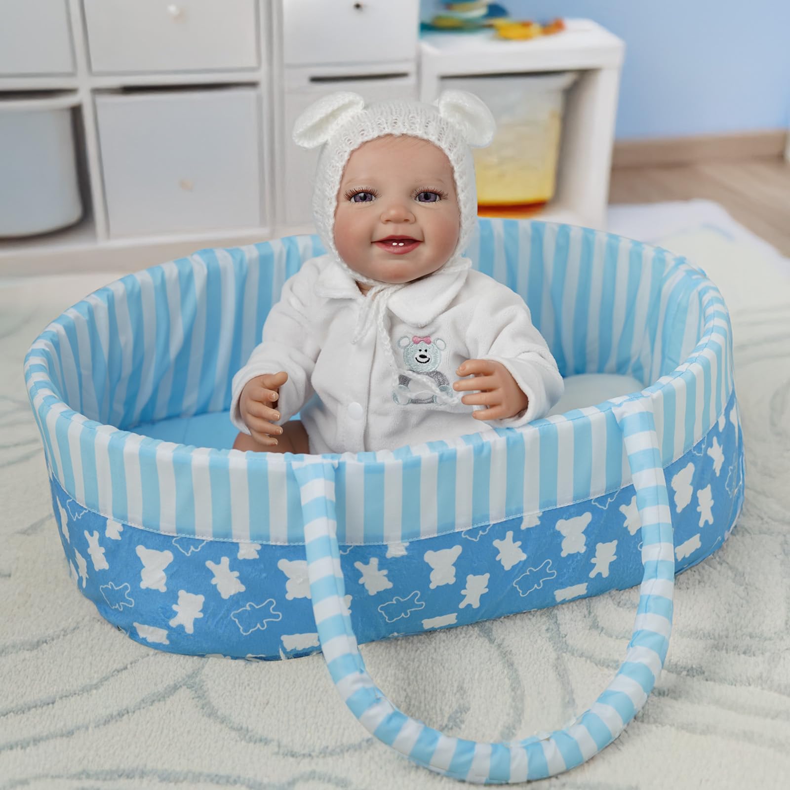 Foto 6 pulgar | Muñeca Bassinet Babeside Reborn Para 43 A 56 Cm Con Bonito Oso - Venta Internacional.