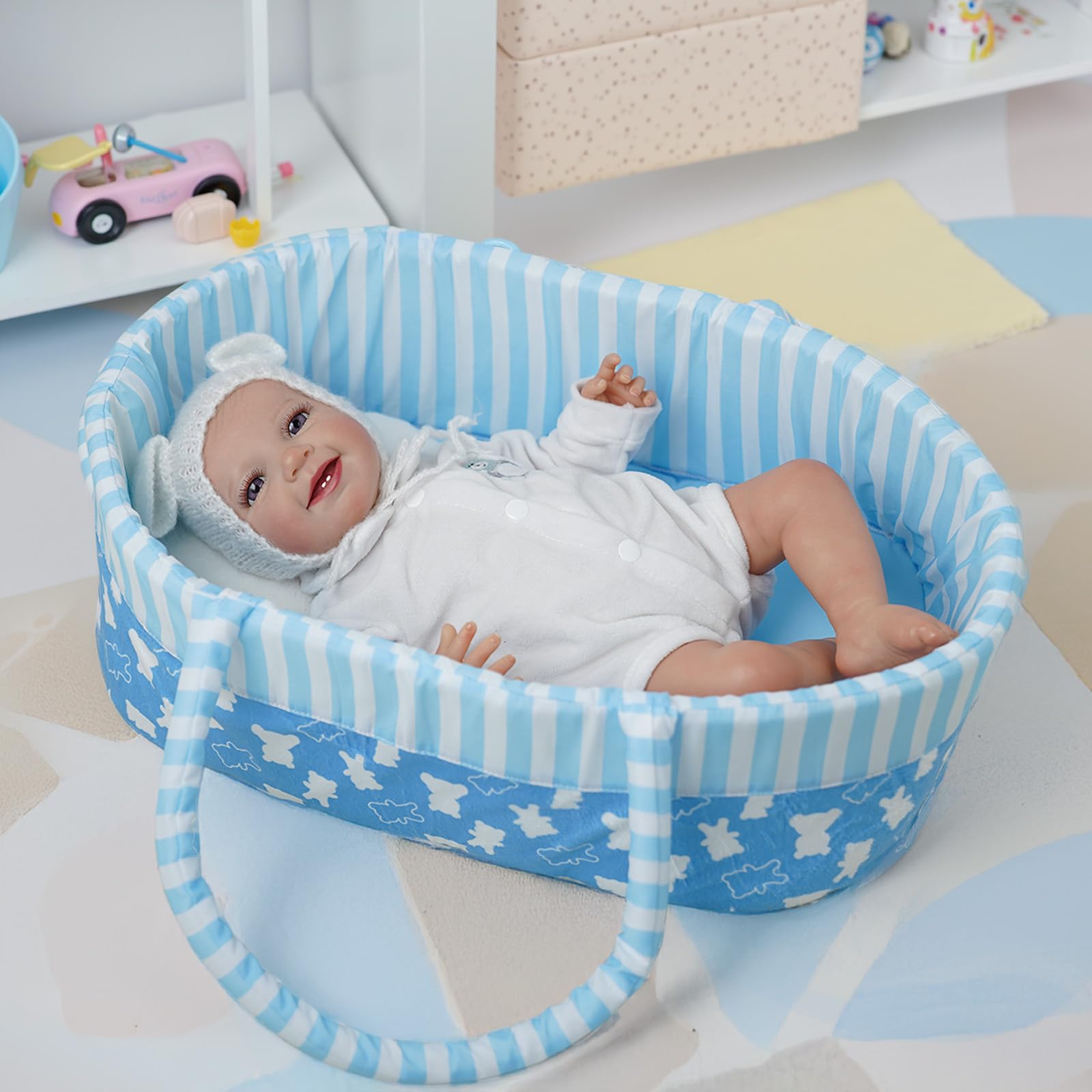 Foto 6 | Muñeca Bassinet Babeside Reborn Para 43 A 56 Cm Con Bonito Oso - Venta Internacional.