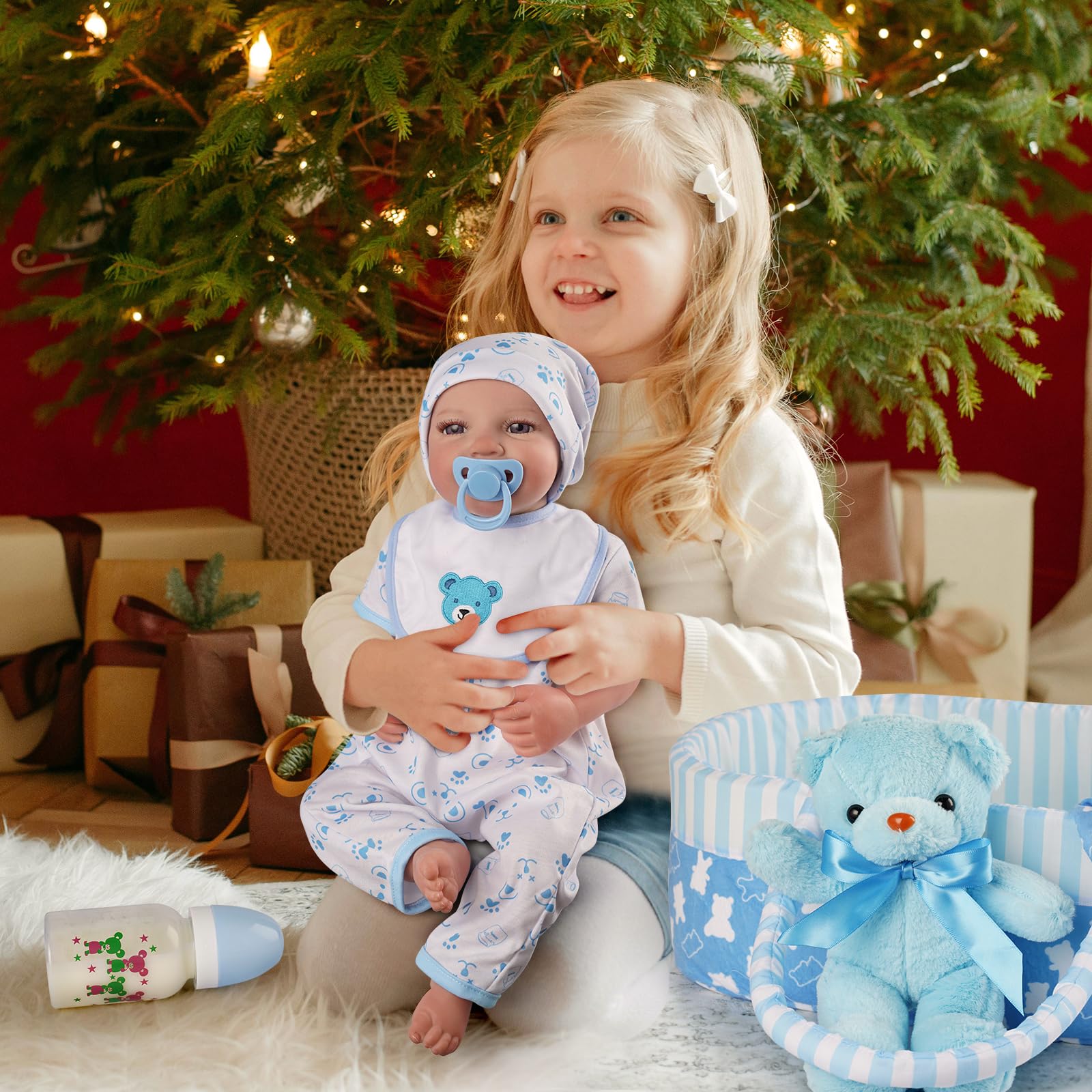 Foto 7 | Muñeca Bassinet Babeside Reborn Para 43 A 56 Cm Con Bonito Oso - Venta Internacional.