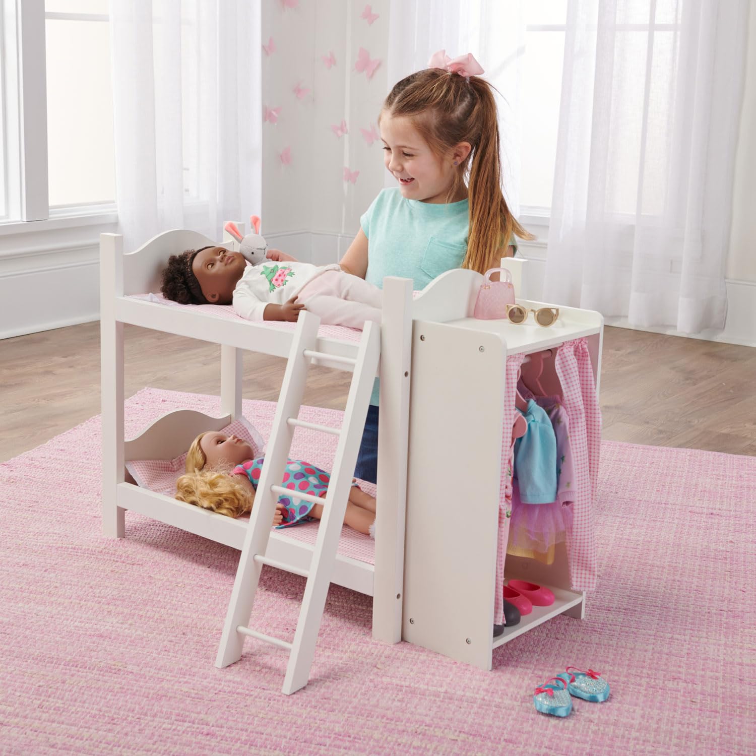 Foto 2 | Cesta Tipo Tejón Toy Doll Para Muñecas De 22 Pulgadas, Color Blanco Y Rosa - Venta Internacional.
