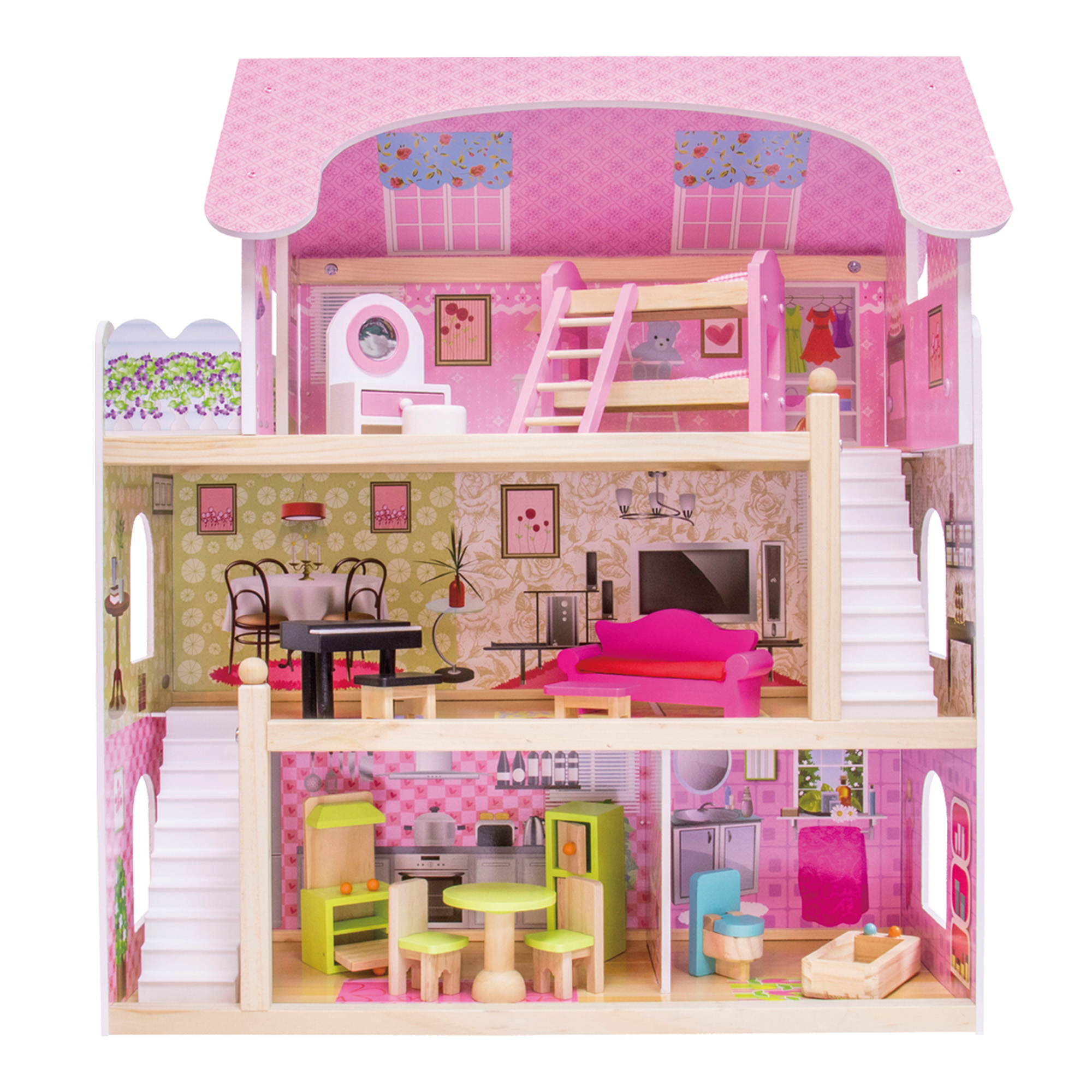 Foto 2 pulgar | Casa de Muñecas con Muebles Casita para Niñas color Rosa