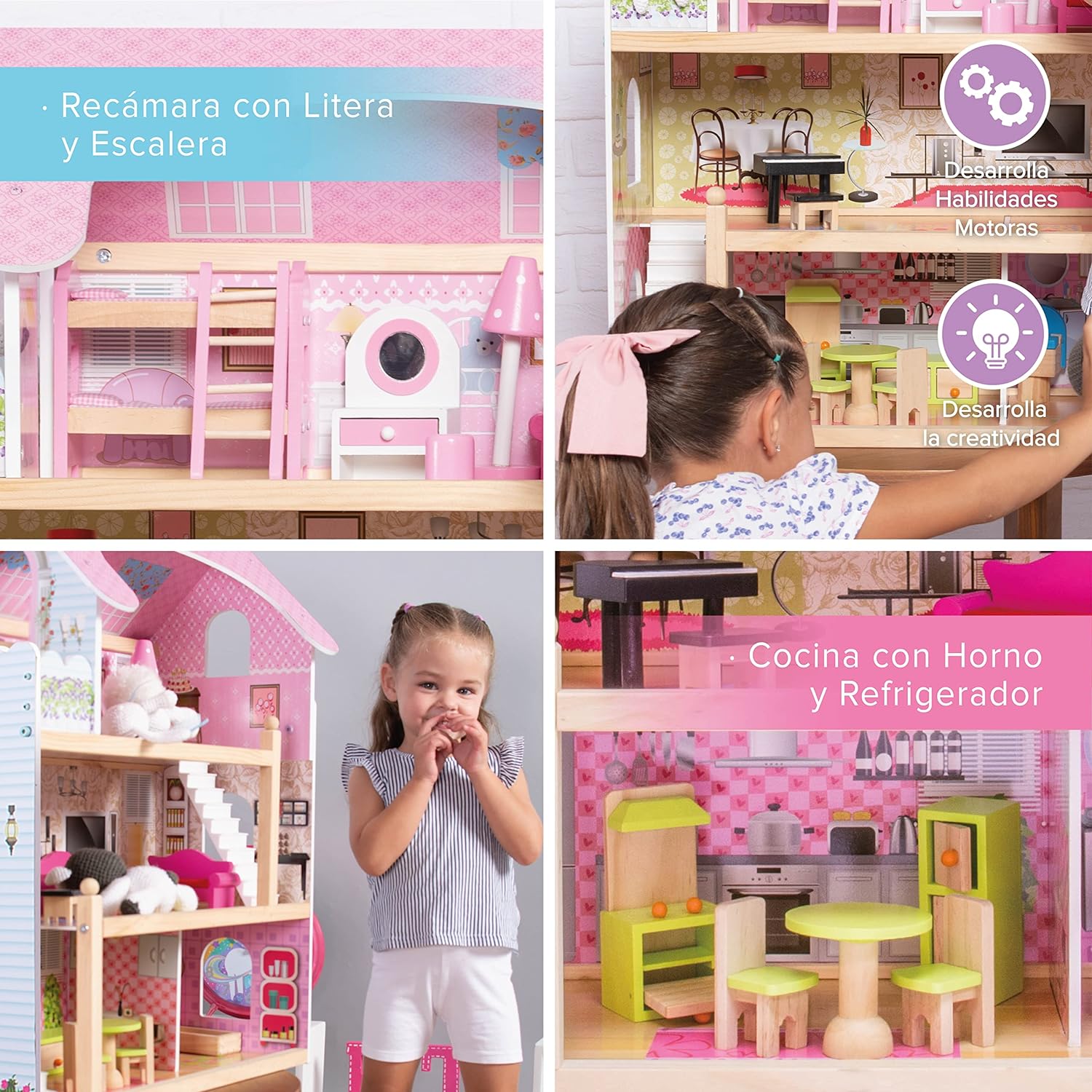 Foto 6 pulgar | Casa de Muñecas con Muebles Casita para Niñas color Rosa