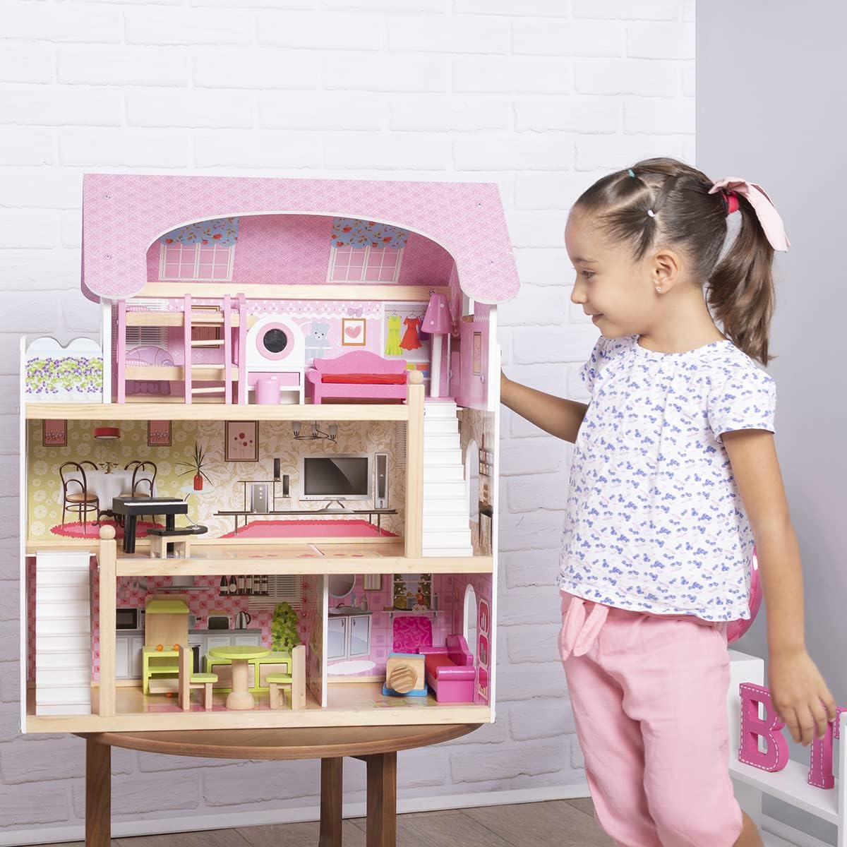 Foto 8 | Casa de Muñecas con Muebles Casita para Niñas color Rosa