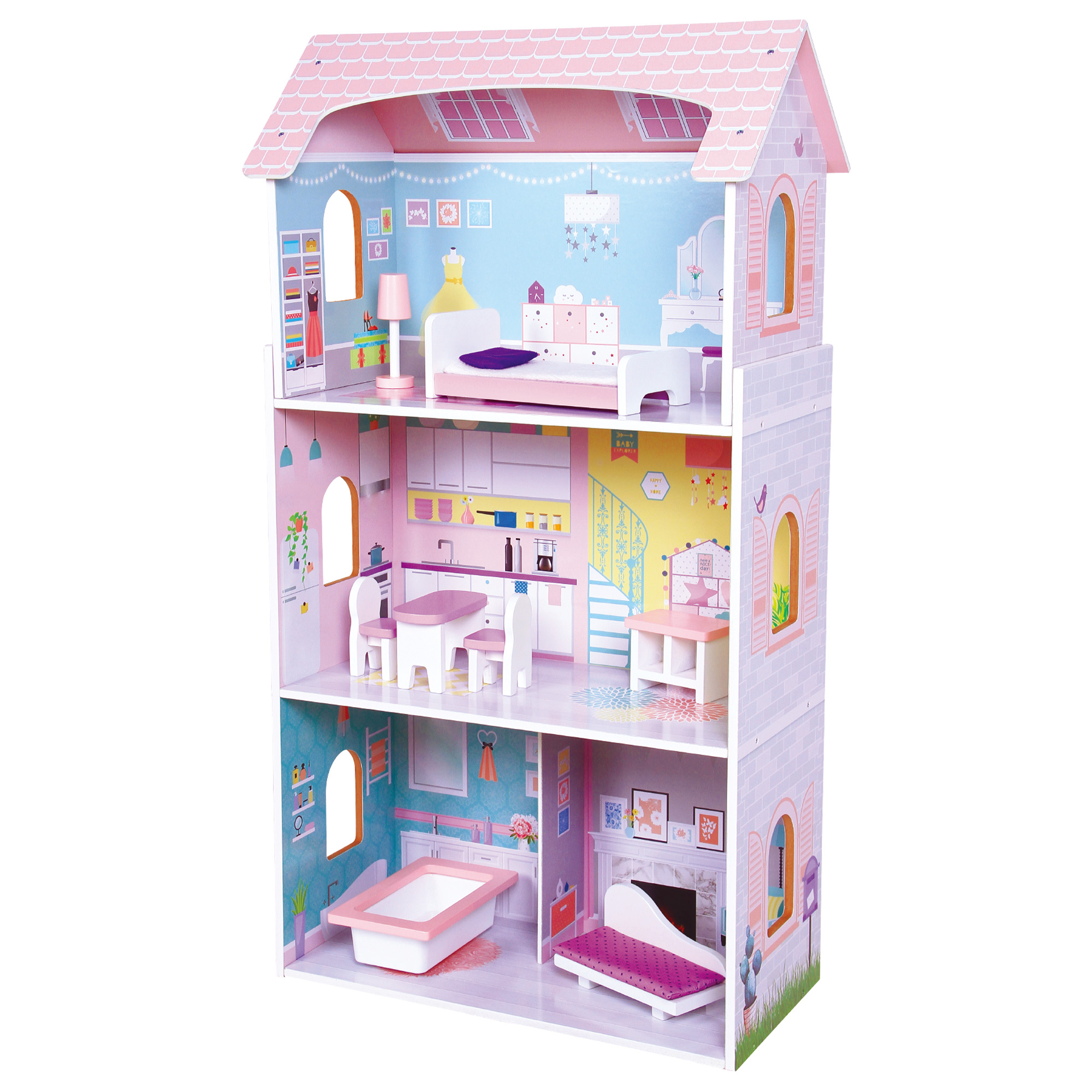 Casa de Muñecas de Madera para Niñas Scarlett Kids House color Rosa