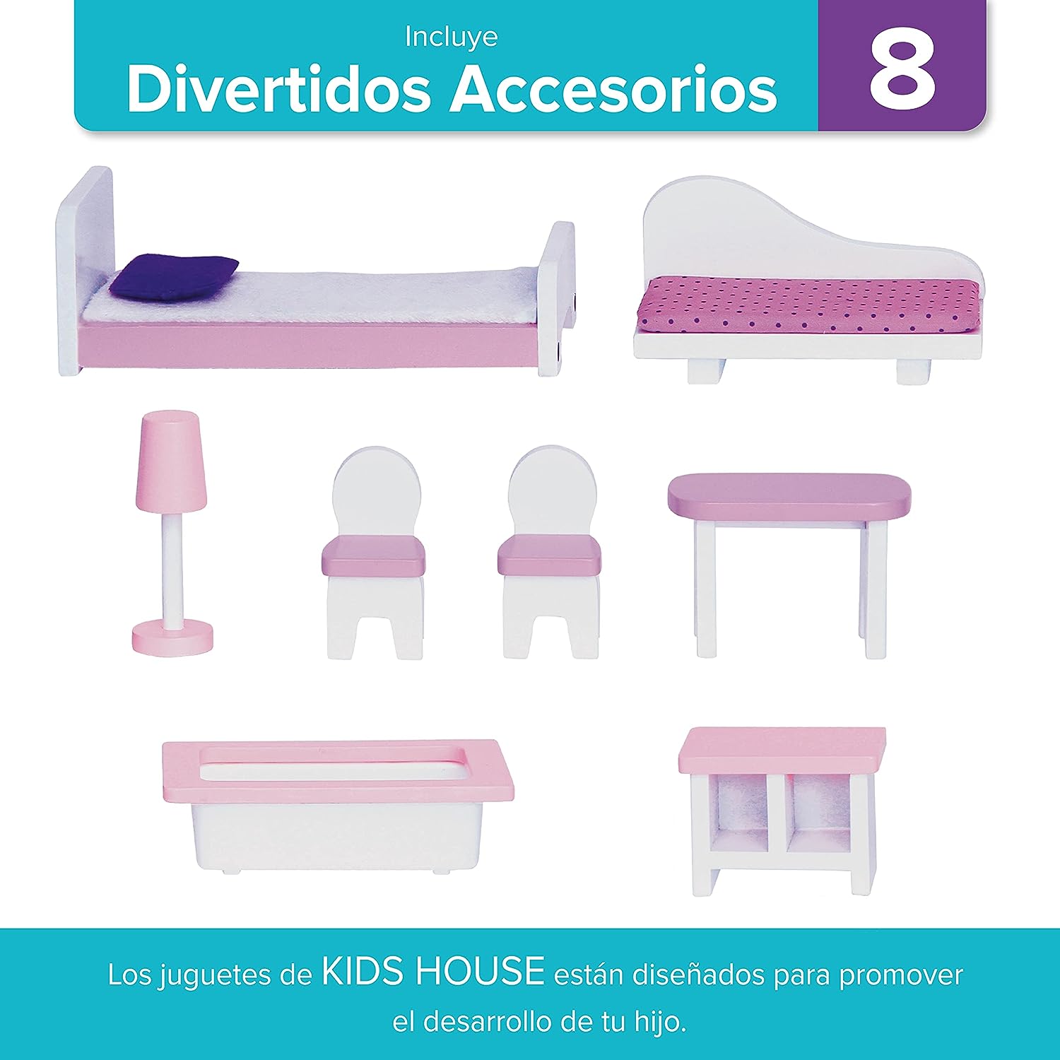 Foto 8 pulgar | Casa de Muñecas de Madera para Niñas Scarlett Kids House color Rosa