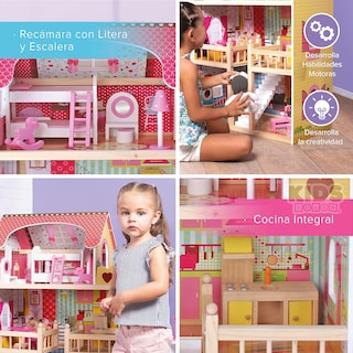Foto 4 | Casa de Muñecas con Muebles Kids House color RosaCasita para Niñas Emily