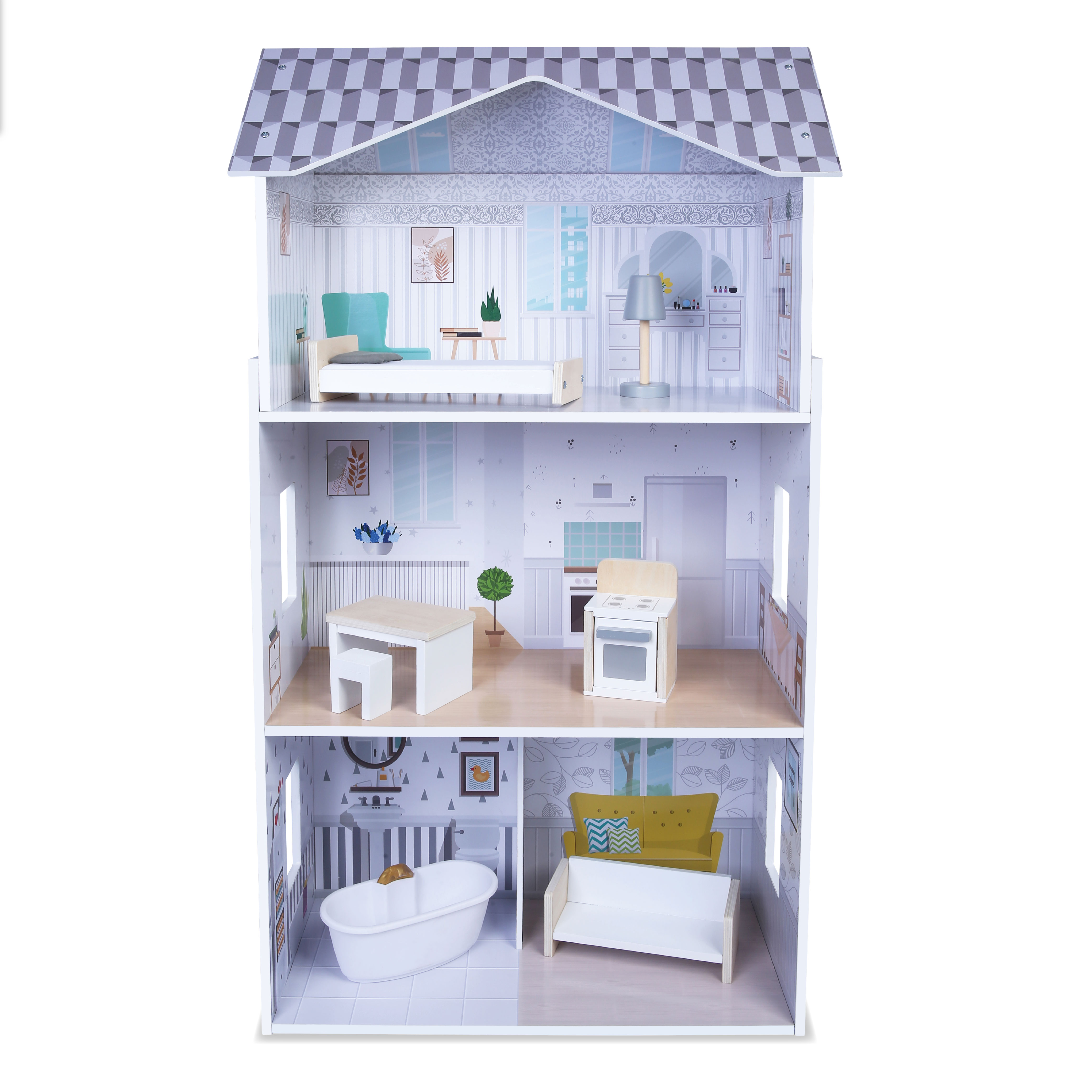 Casa de Muñecas de Madera con Muebles Casita para Niñas Emma