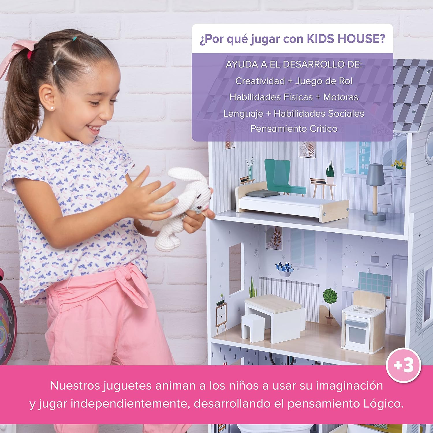 Foto 6 | Casa de Muñecas de Madera con Muebles Casita para Niñas Emma