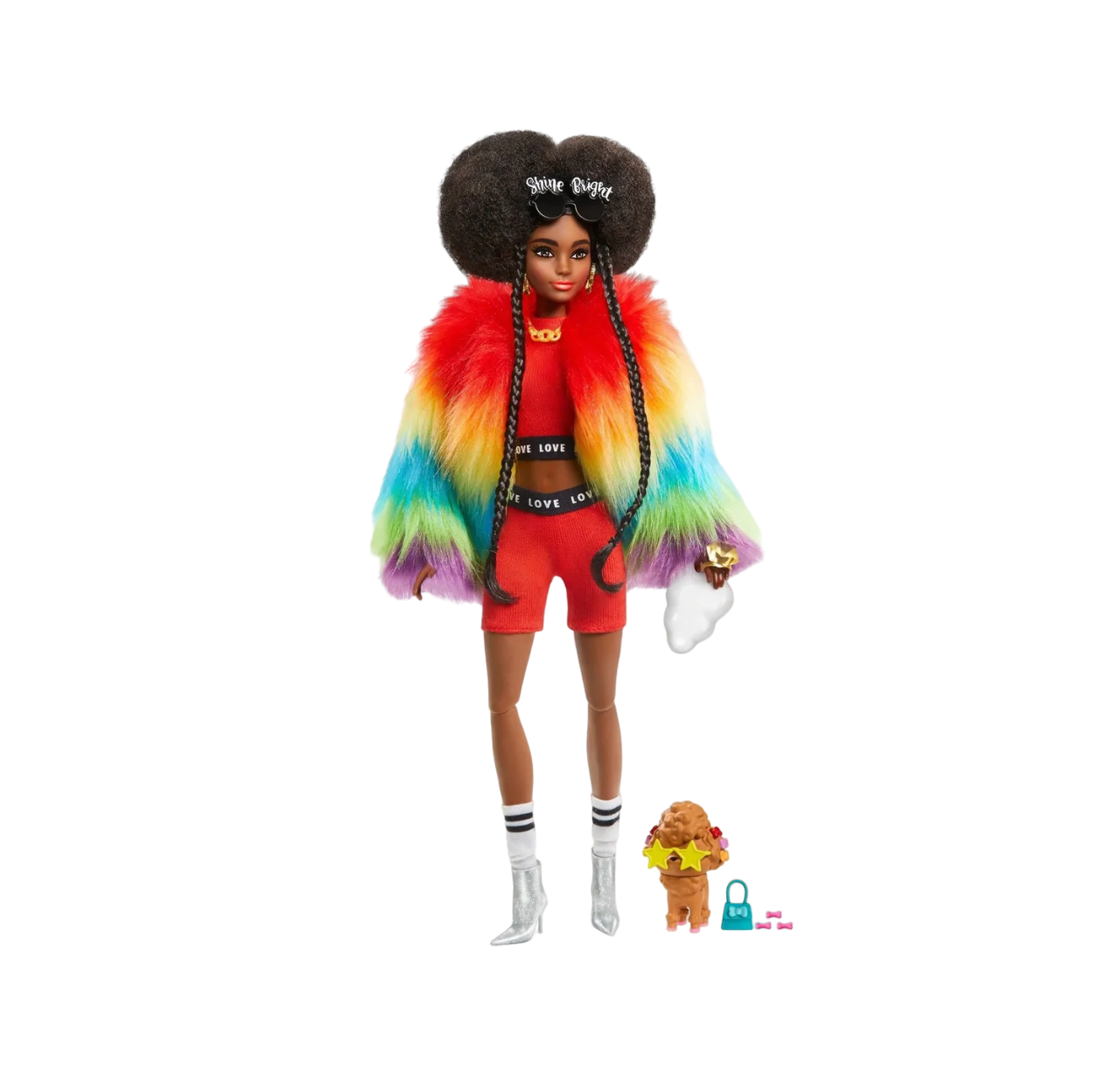 Muñeca Barbie Extra Multicolor con Abrigo de Arcoíris