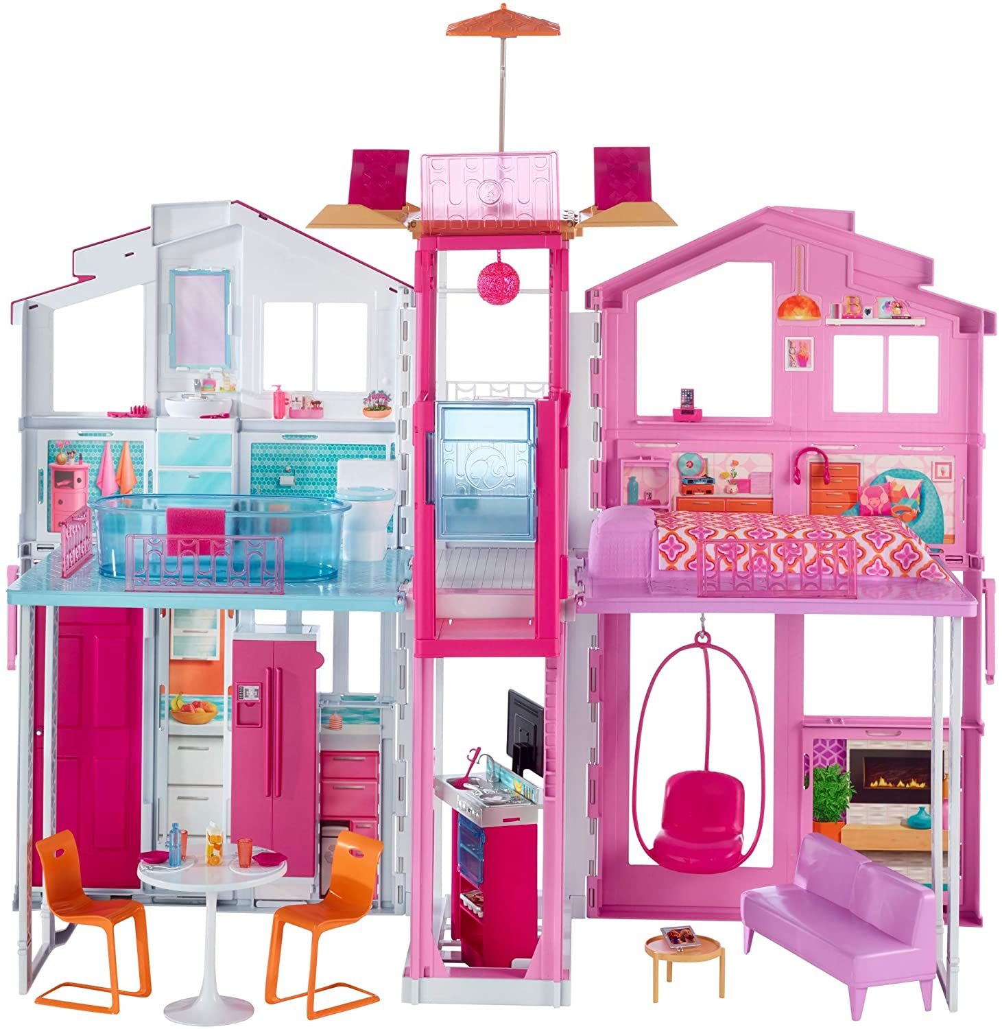 Foto 2 pulgar | Venta Internacional - Casa Barbie de 3 Pisos con Paraguas Emergente Multicolor