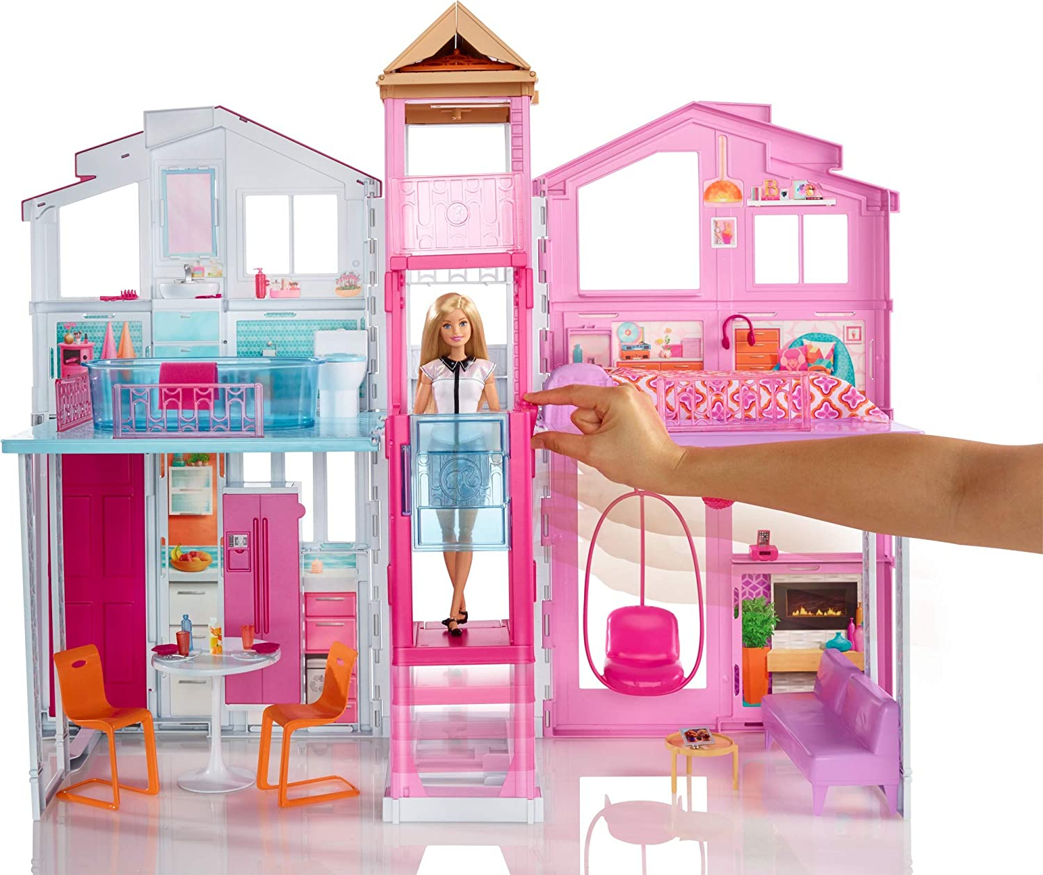 Foto 3 | Venta Internacional - Casa Barbie de 3 Pisos con Paraguas Emergente Multicolor