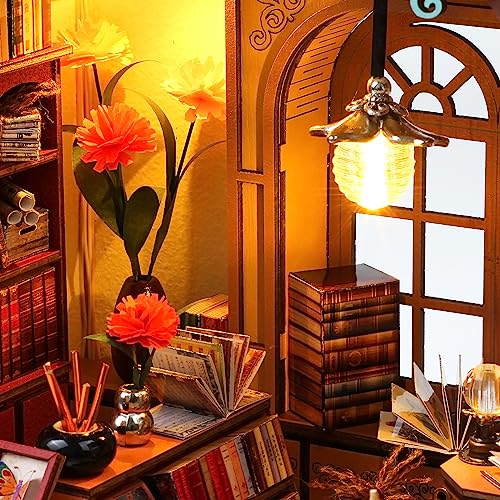 Foto 4 pulgar | Venta Internacional - Kit De Casa De Muñecas De Madera En Miniatura Para Bricolaje, Tienda De Libros Mágicos Con Muebl