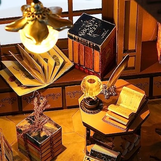 Foto 4 | Venta Internacional - Kit De Casa De Muñecas De Madera En Miniatura Para Bricolaje, Tienda De Libros Mágicos Con Muebl