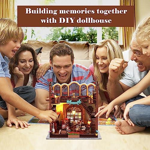 Foto 9 pulgar | Venta Internacional - Kit De Casa De Muñecas De Madera En Miniatura Para Bricolaje, Tienda De Libros Mágicos Con Muebl