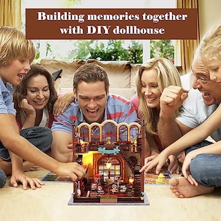 Foto 8 | Venta Internacional - Kit De Casa De Muñecas De Madera En Miniatura Para Bricolaje, Tienda De Libros Mágicos Con Muebl