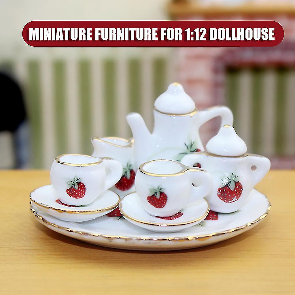 Venta Internacional - Juego De Té De Cerámica Para Muebles En Miniatura Dollhouse, Escala 1:12
