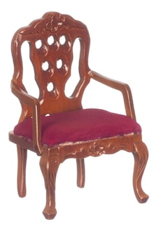 Foto 1 | Venta Internacional - Sillón Dolls House Victoriano 1:1 Con Respaldo Tallado En Nogal Y Rojo