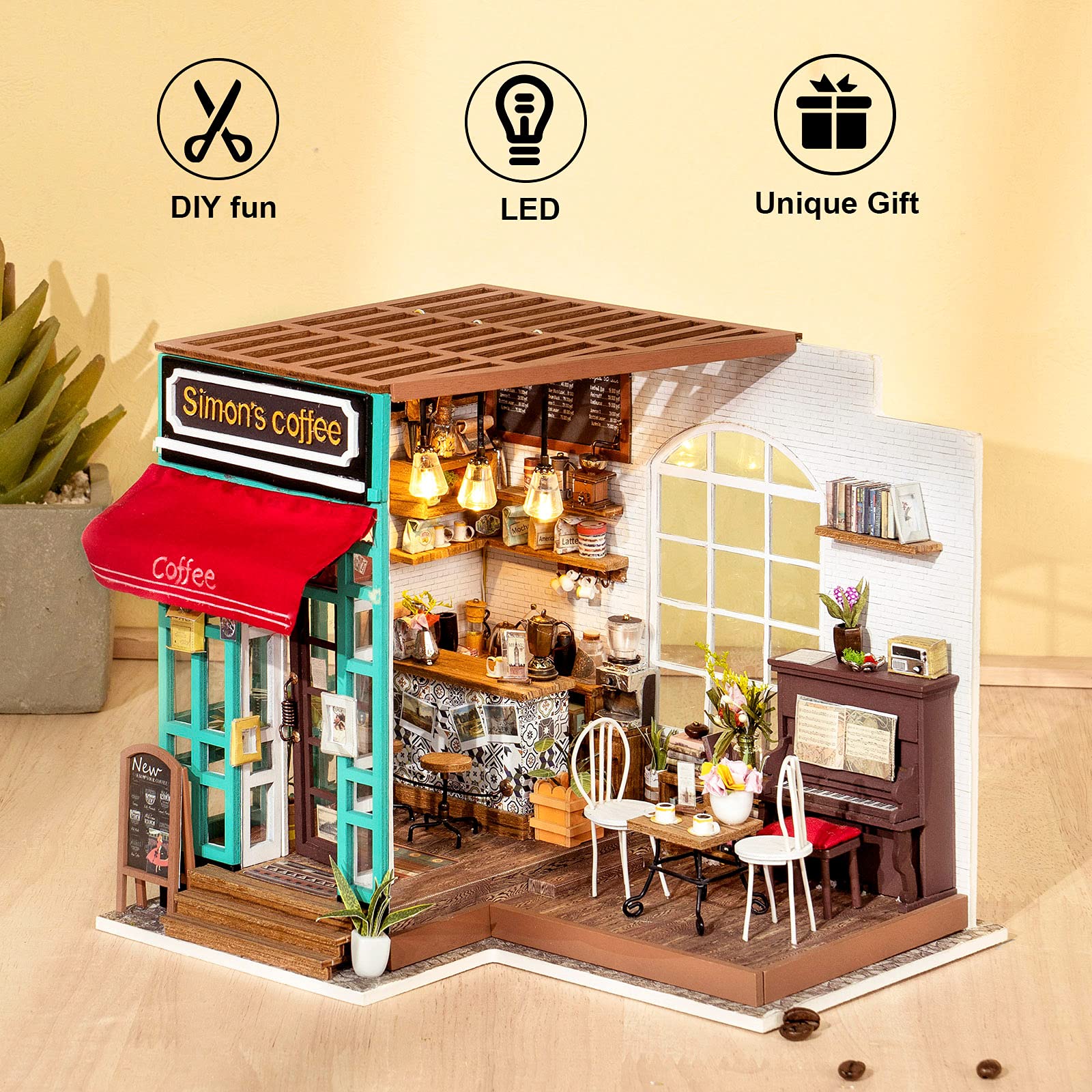 Foto 2 | Kit De Maquetas Diy Para Cafetería Simon's De Dollhouse Rolife, 1:24 - Venta Internacional.