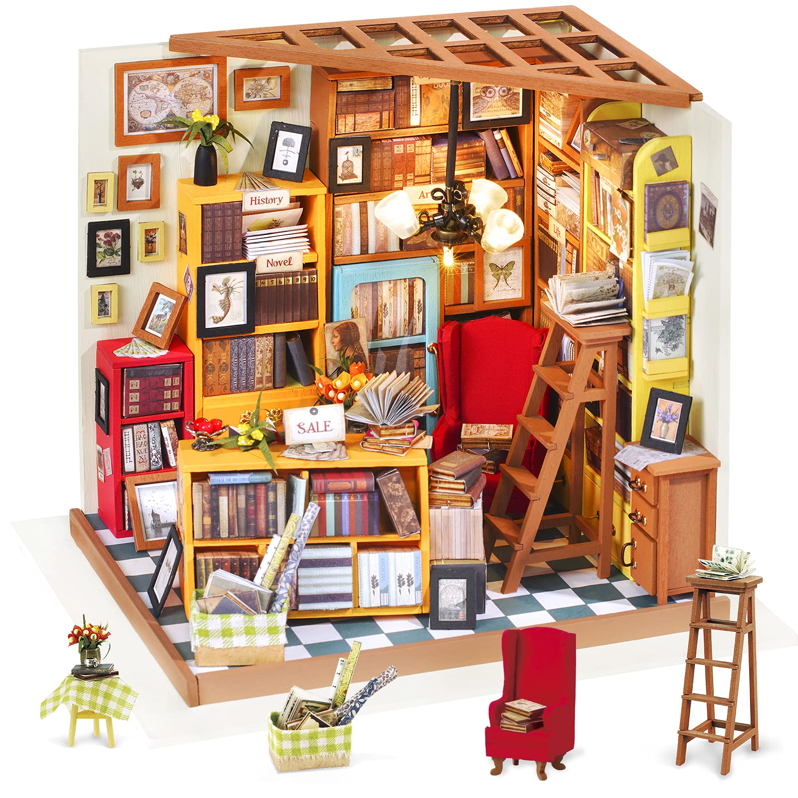 Foto 2 pulgar | Kit De Casa De Muñecas En Miniatura Rolife Bookstore Room Sam's Study - Venta Internacional.