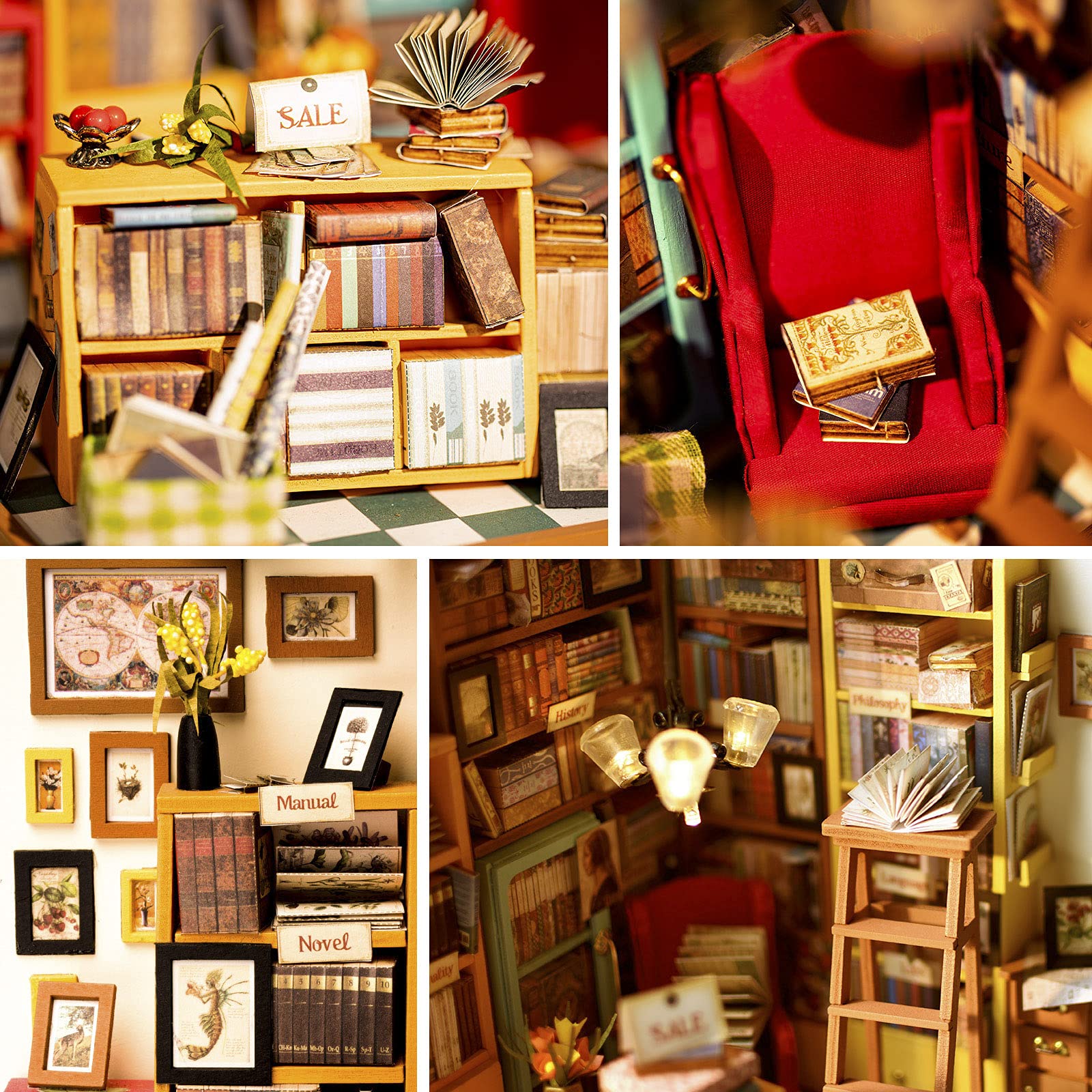 Foto 5 pulgar | Kit De Casa De Muñecas En Miniatura Rolife Bookstore Room Sam's Study - Venta Internacional.