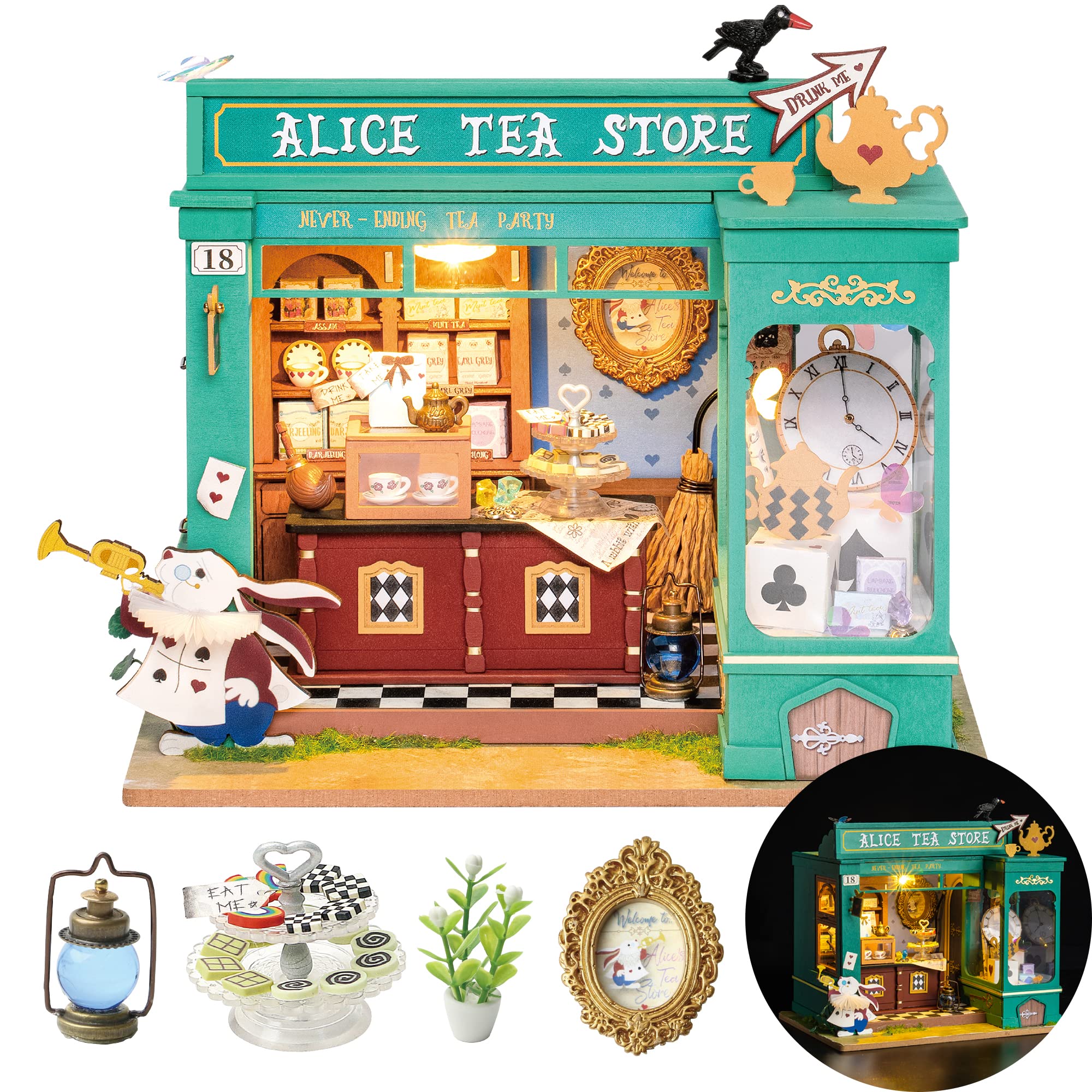 Kit De Casa En Miniatura Rolife Alice's Tea Store Con Muebles - Venta Internacional.