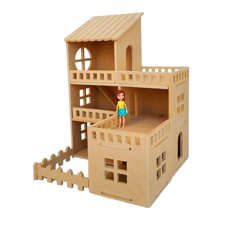 Casa De Muñecas Para Muñecas Pequeñas Hecha De Madera Mdf Para Niñas - Venta Internacional.