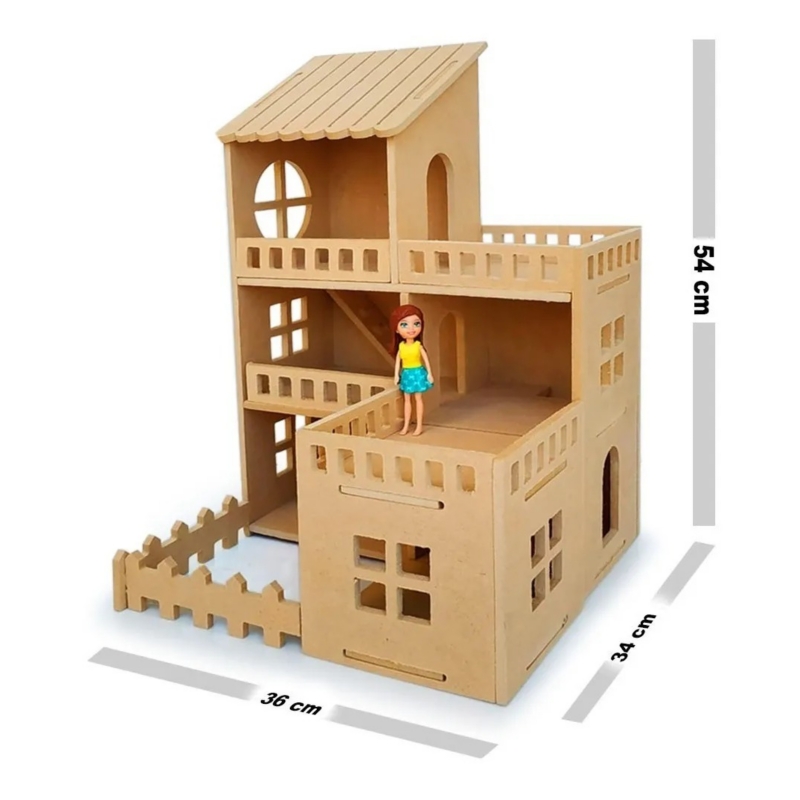 Foto 3 | Casa De Muñecas Para Muñecas Pequeñas Hecha De Madera Mdf Para Niñas - Venta Internacional.