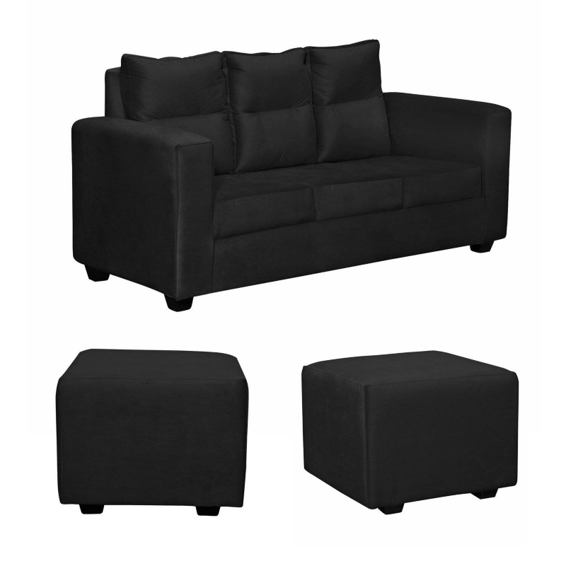 Foto 1 | Sofá Loreto Felpe De Vinilo Negro Multilaminado De 170 Cm De Ancho - Venta Internacional.
