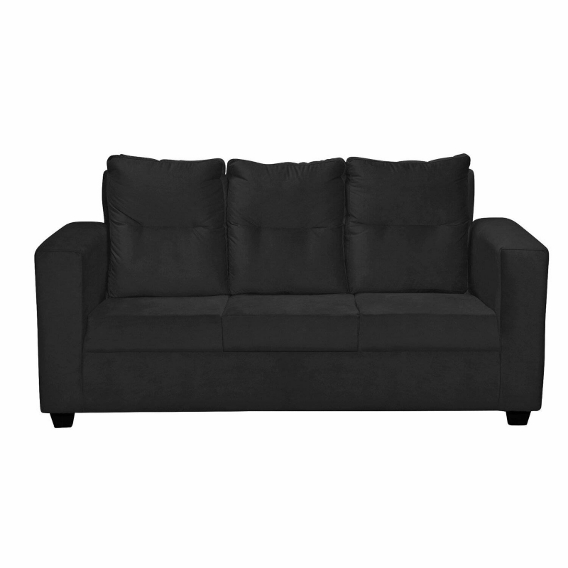 Foto 4 pulgar | Sofá Loreto Felpe De Vinilo Negro Multilaminado De 170 Cm De Ancho - Venta Internacional.