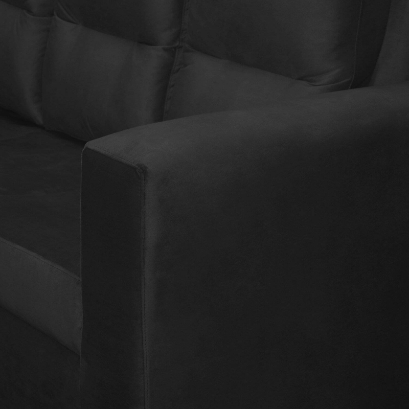 Foto 6 | Sofá Loreto Felpe De Vinilo Negro Multilaminado De 170 Cm De Ancho - Venta Internacional.