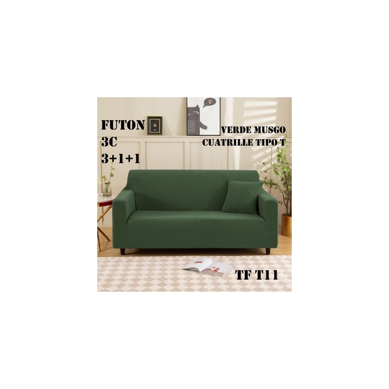 Funda De Sofá Texturizada Y Elástica Para 3 Plazas, Color Verde Oliva - Venta Internacional. $1,084