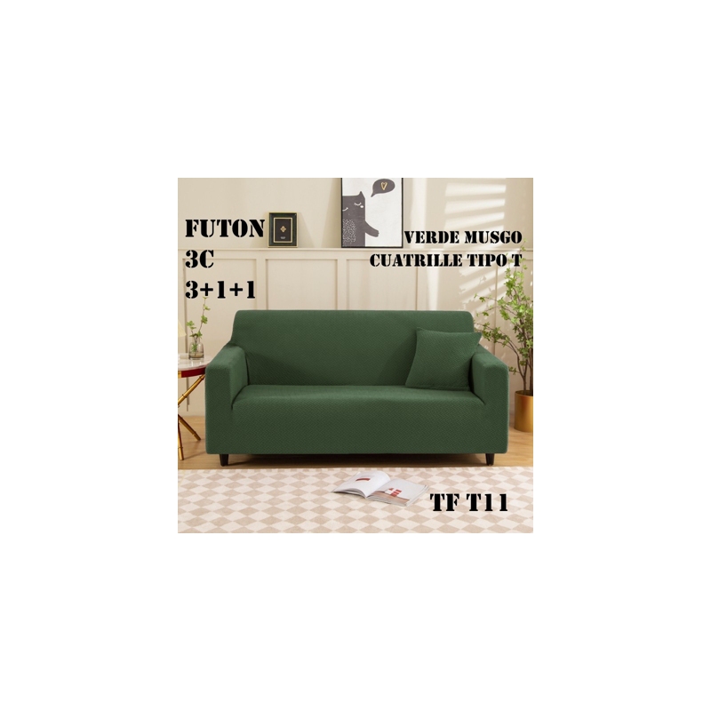 Funda De Sofá Texturizada Y Elástica Para 3 Plazas, Color Verde Oliva - Venta Internacional.