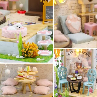 Foto 3 | Casa de Muñecas Miniatura Cat Cafe Garden Hjbh Diy - Venta Internacional